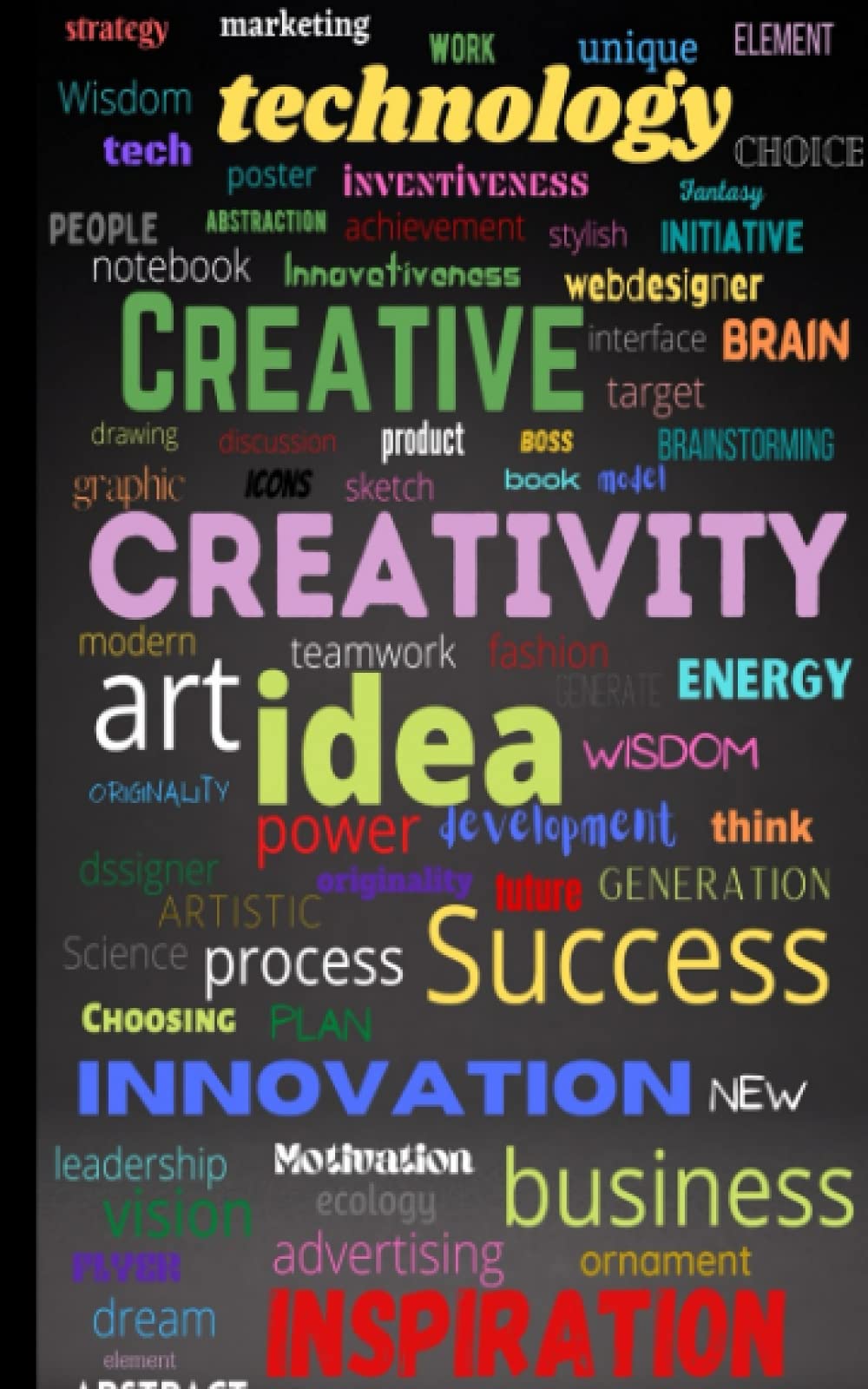 Notebook: Black With Different Words College Ruled Notebook - 5x8 - 100 Pages