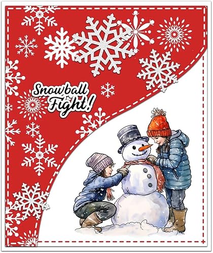 Miniatura 3 de Invierno niños jugando muñeco de nieve Sellos transparentes DIY Scrapbooking Suministros Sello de silicona para hacer tarjetas Álbumes Diseño de