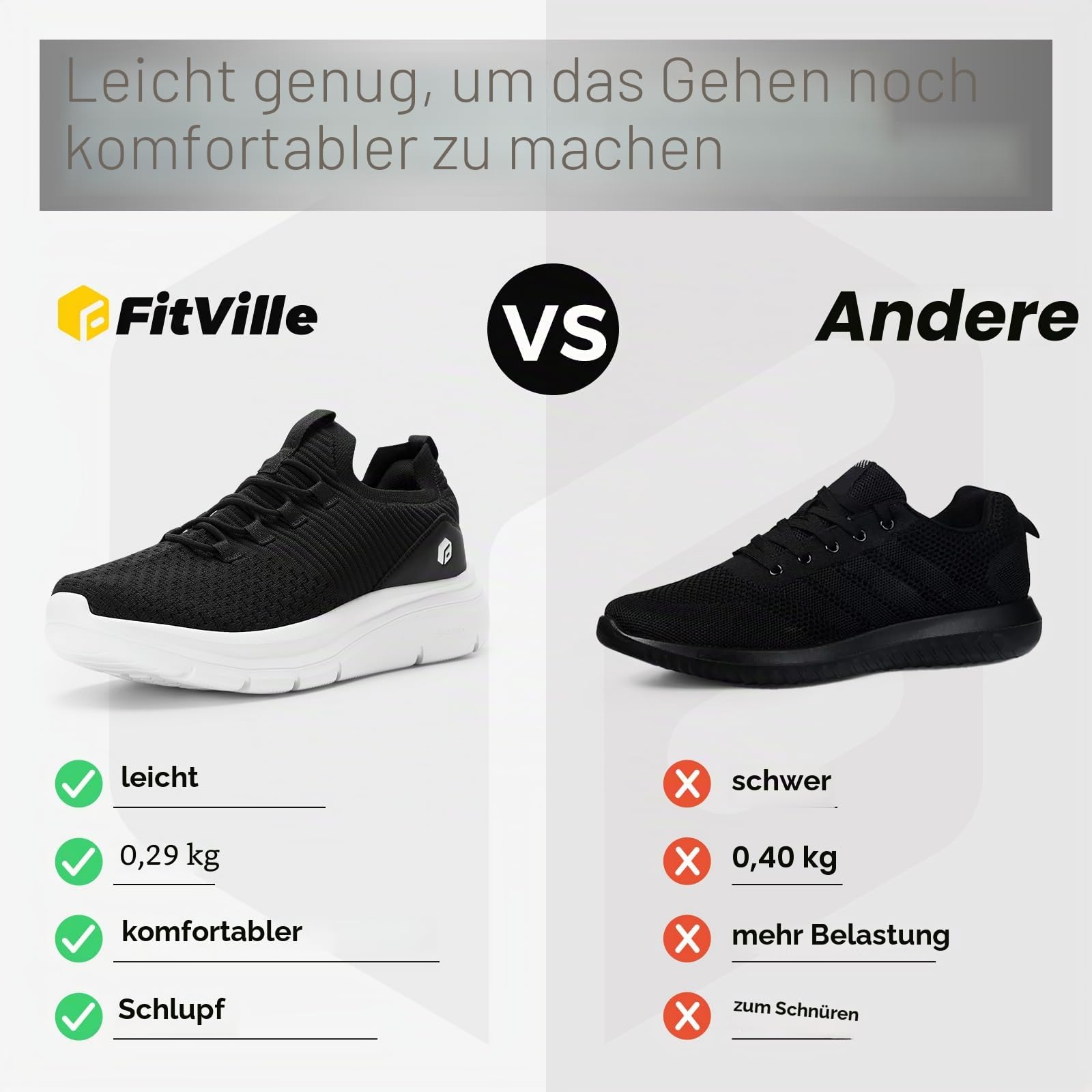 FitVille Slip On Sneakers Herren Walkingschuhe Extra Weit Sportschuhe Leichte Laufschuhe Atmungsaktive Schlüpfen Schuhe
