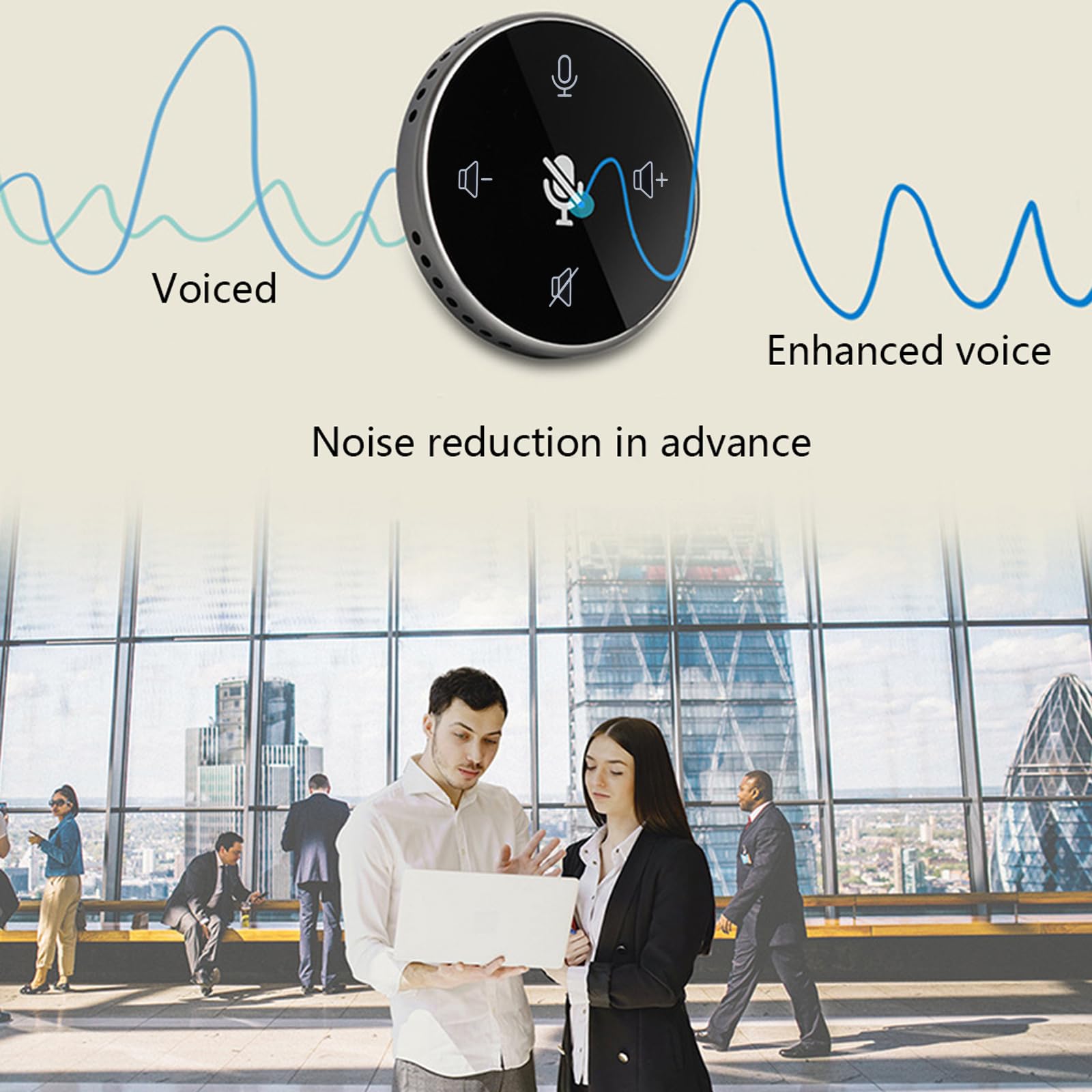 GRABLOOM Conference Speaker People Business Conference Phone 360° Voice Pickup Microphones USB Conference Speaker