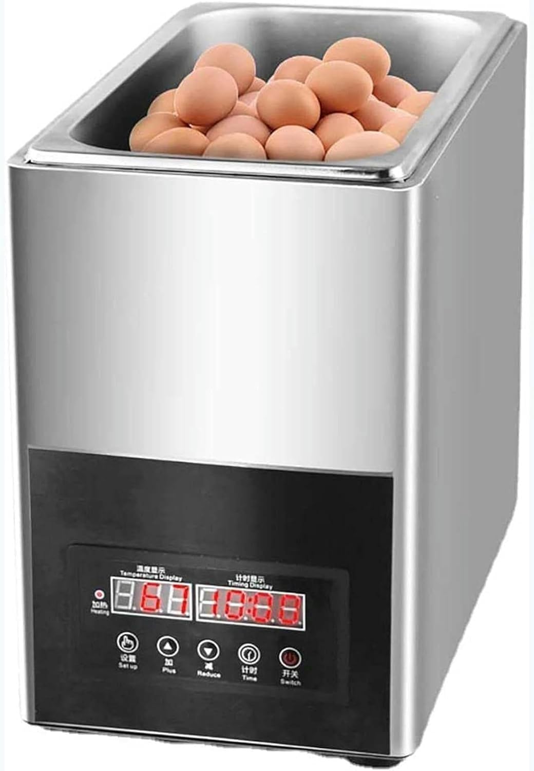 業務用卵調理器 - 最大 50 個の卵を効率的に調理できる、プロ仕様の 9L 容量マシンで、いつでも完璧な固ゆで卵が作れます。