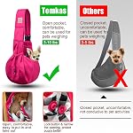 Tomkas Small Dog Sling Carrier - Adjustable Strap & Zip Pocket for 3-10 lbs Pets (Rose red)
