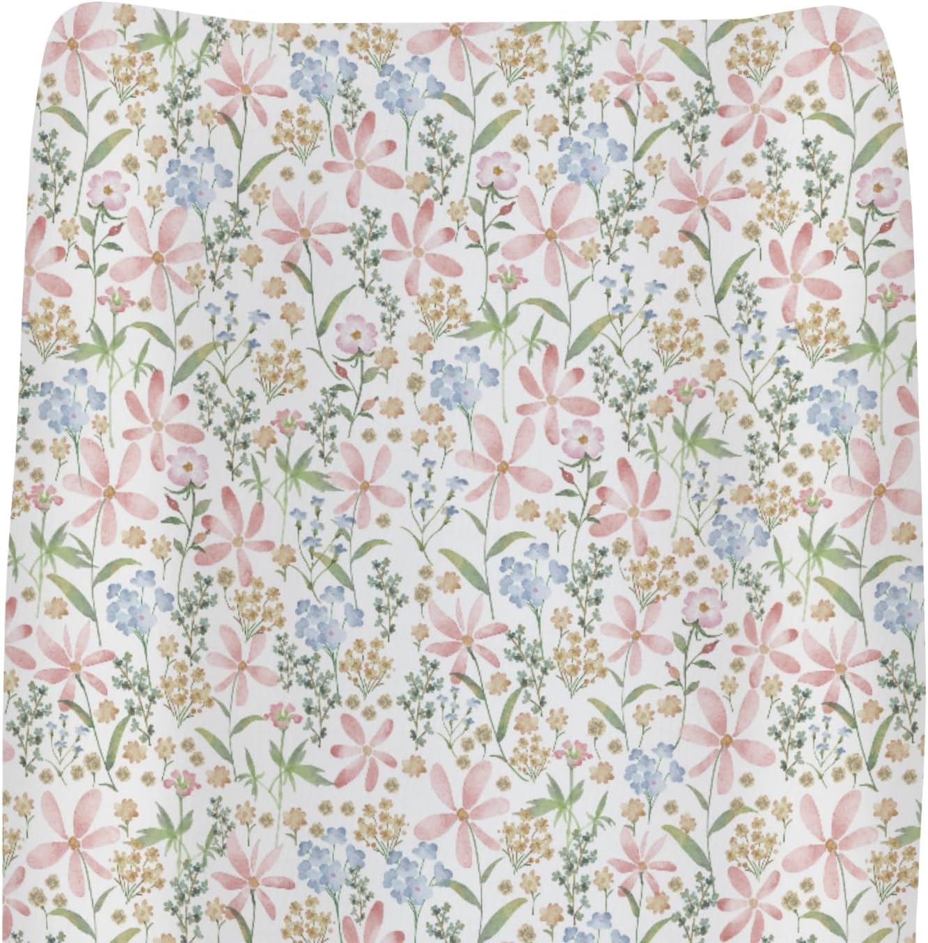 Boho Floral Changing Pad Coves for Baby Girl Pink Blossom Leaves Fitted Change Table Cover Mats Spring Wildflowers Plant Soft Diaper Changing Table Sheets 32''×16''