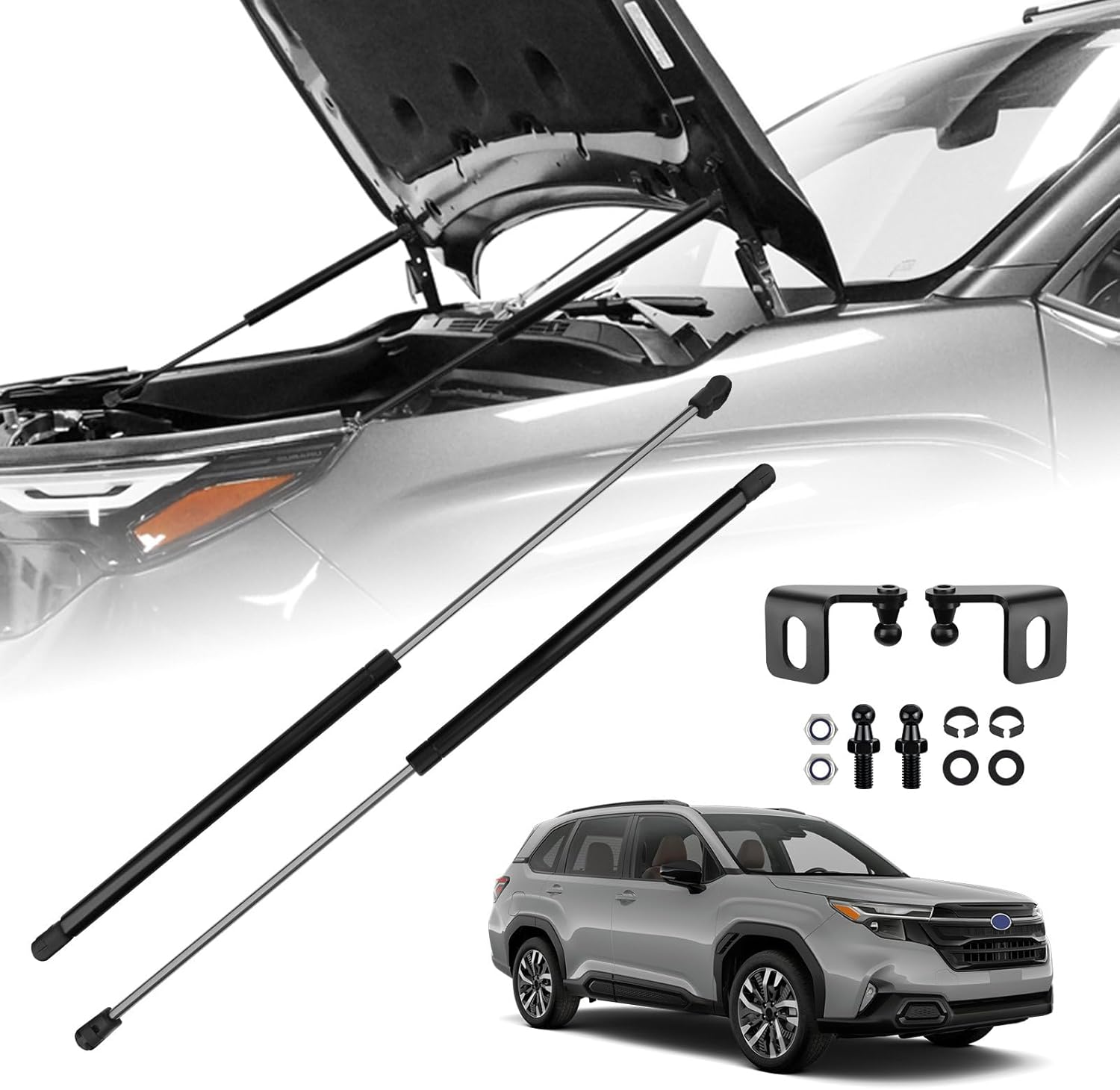Hood Struts for Subaru Forester 2025+, Upgraded Hood Lift Support No Drill Front Gas Springs Shocks Compatible with Subaru Forester Accessories 2025 2026 black