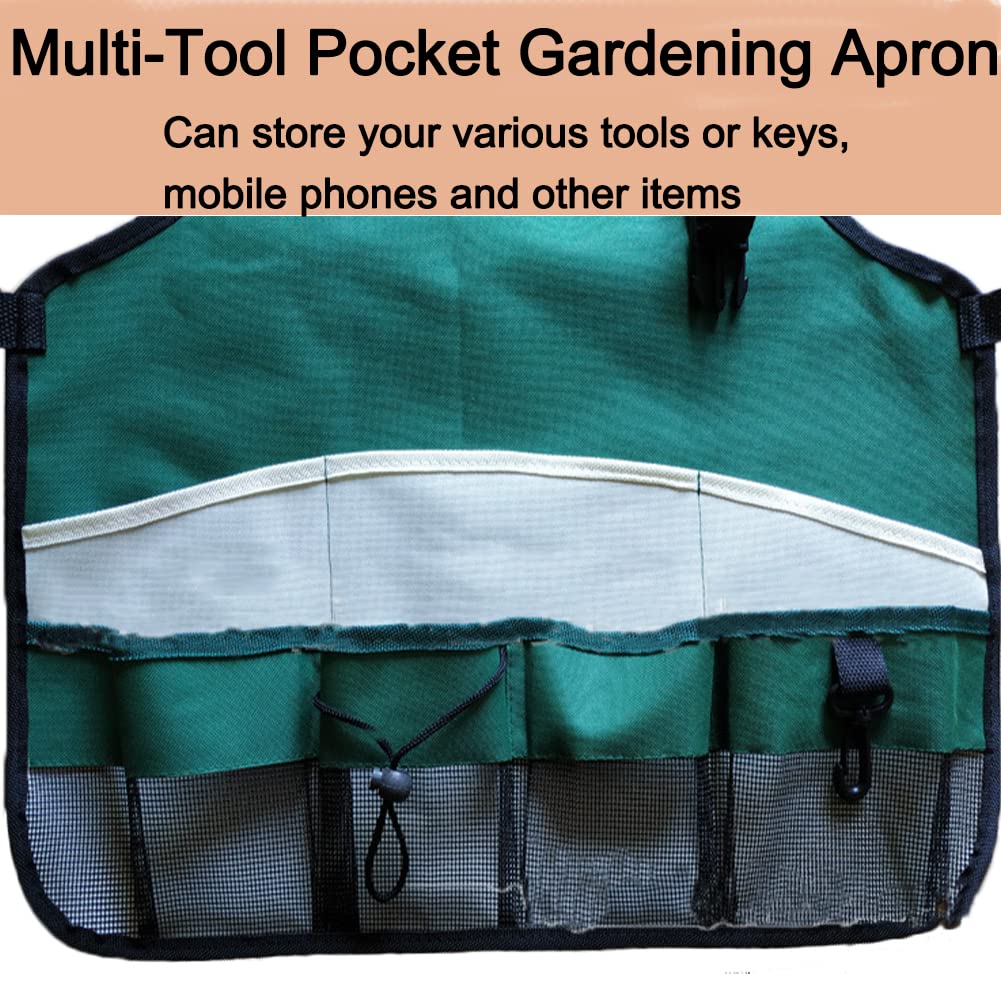 Tablier de jardinage avec poches, ceinture à outils de jardin en tissu Oxford imperméable réglable pour jardinier, menuiserie, femmes, hommes, travailleurs, Vert, 54 x 51cm
