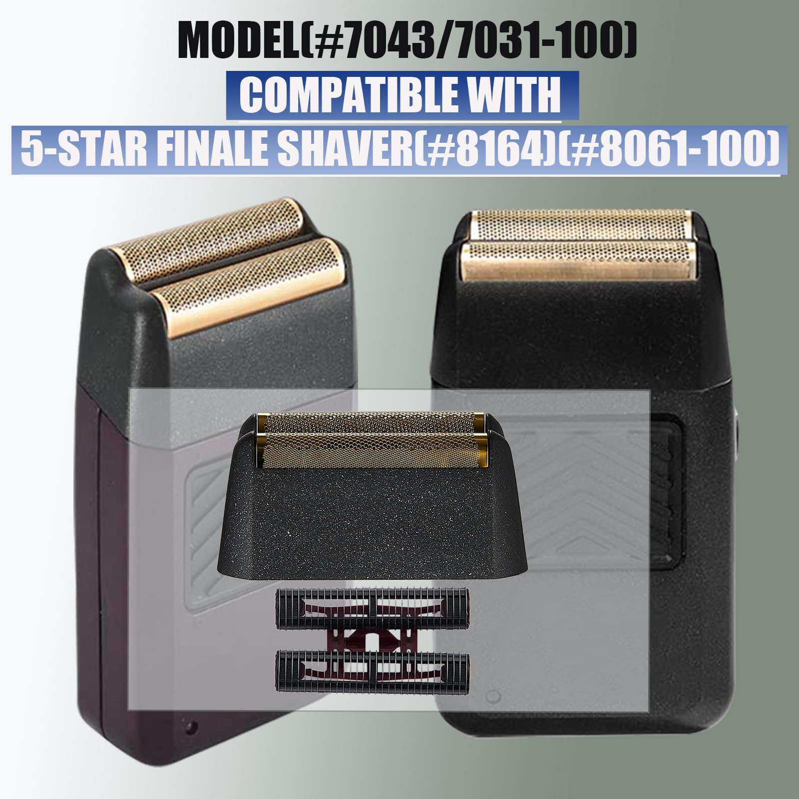 Confezione da 2 lamine di ricambio e barra di taglio professionali 5 Star Series Finale Shaver compatibili con le testine di ricambio Wahl Shaver Foil 7031-100, 7043-100 Super Close Shaving (7043-2PZ)