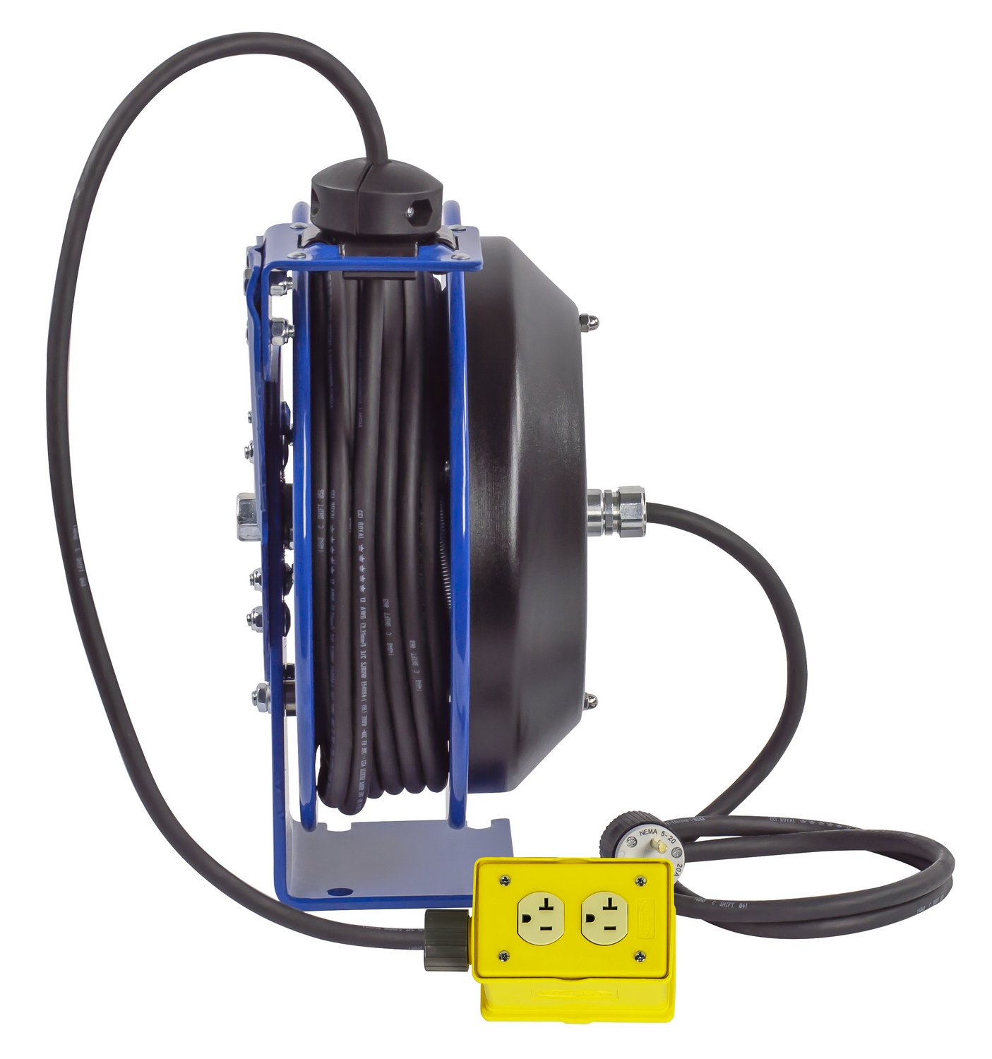 Free Shipping 🛒 Coxreels PC19-7512-B Power Cord Spring Rewind Reels: Quad Industrial Receptacle, 75' cord, 12 AWG