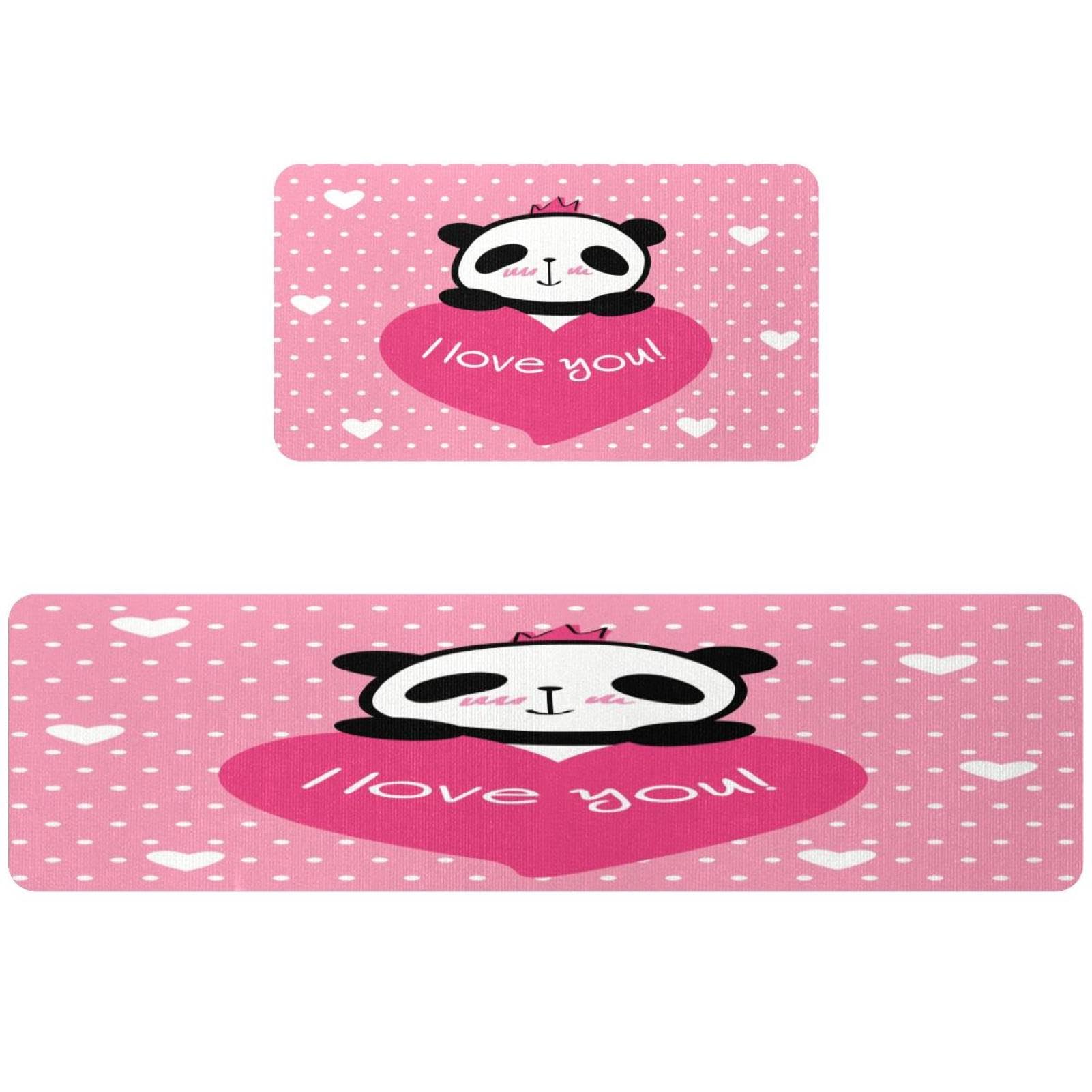 Tapis de cuisine panda timide lot de 2 lavables et absorbants pour buanderie