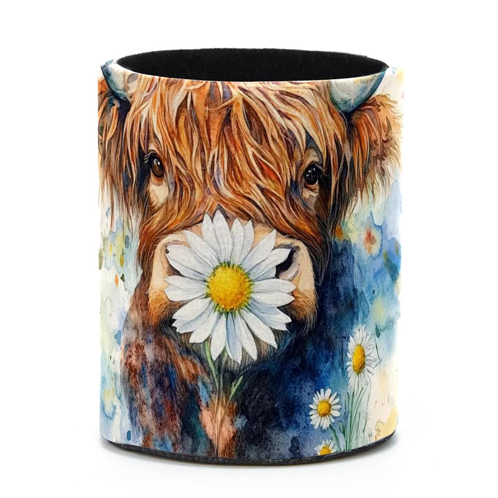 VAPOKF Round Pencil Holders for Desk, Watercolor Cow Pen Holders Pen Pot Makeup Brushes Storage Desktop Stationery Supplies Organiser for Home Office