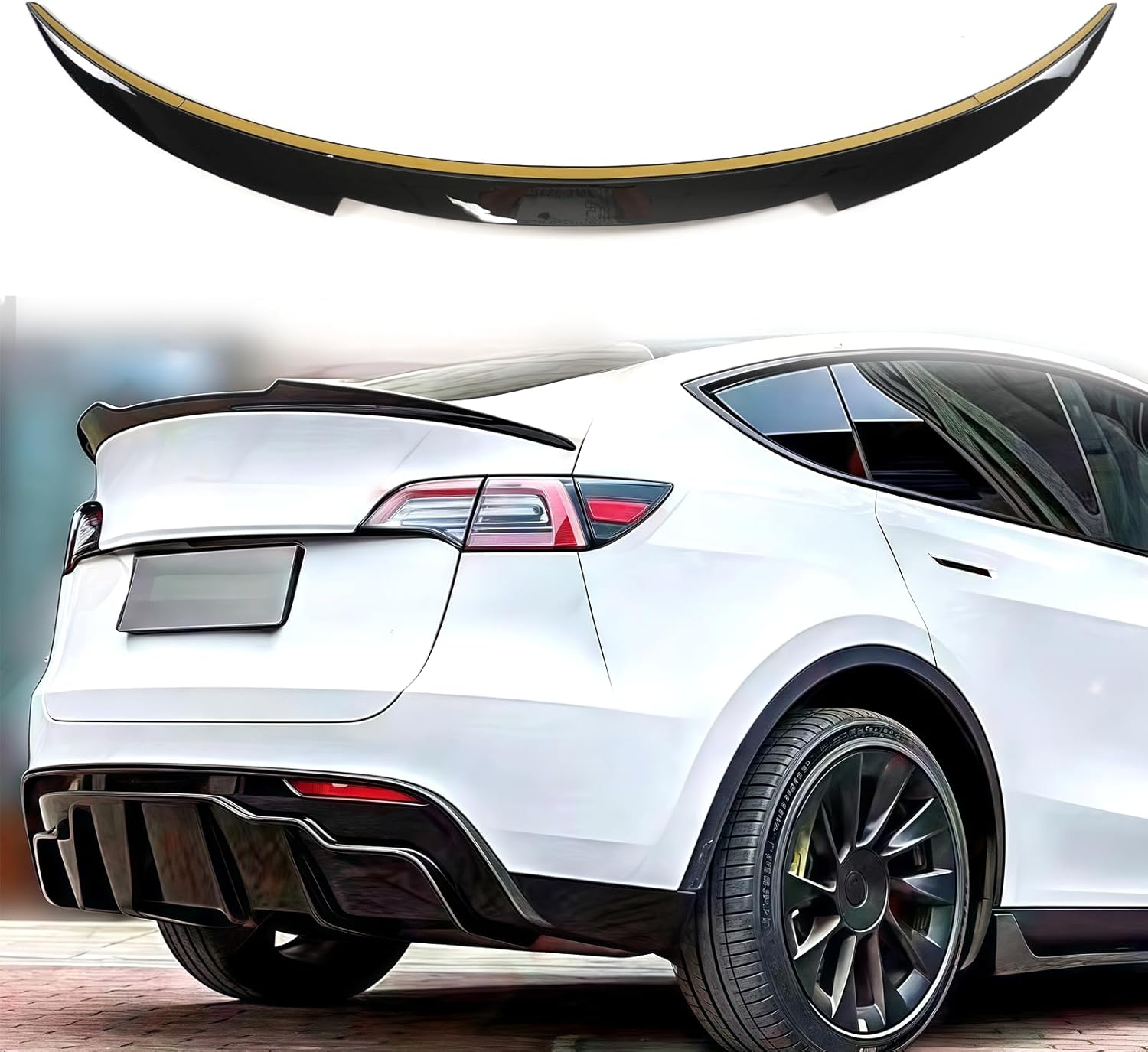 Rear Trunk Spoiler for Tesla Model Y 2020 2021 2022 2023 2024 MV Style Rear Trunk Lip Spoiler Tail Wing ABS (Glossy Black)