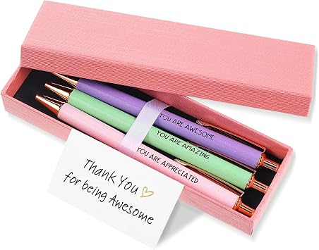 Fancy Ballpoint Pen Appreciation Gift Set, Black Ink 1.0mm Inspirational Pens Motivational Thank You Gifts for Women Employee Coworker Teacher School Office