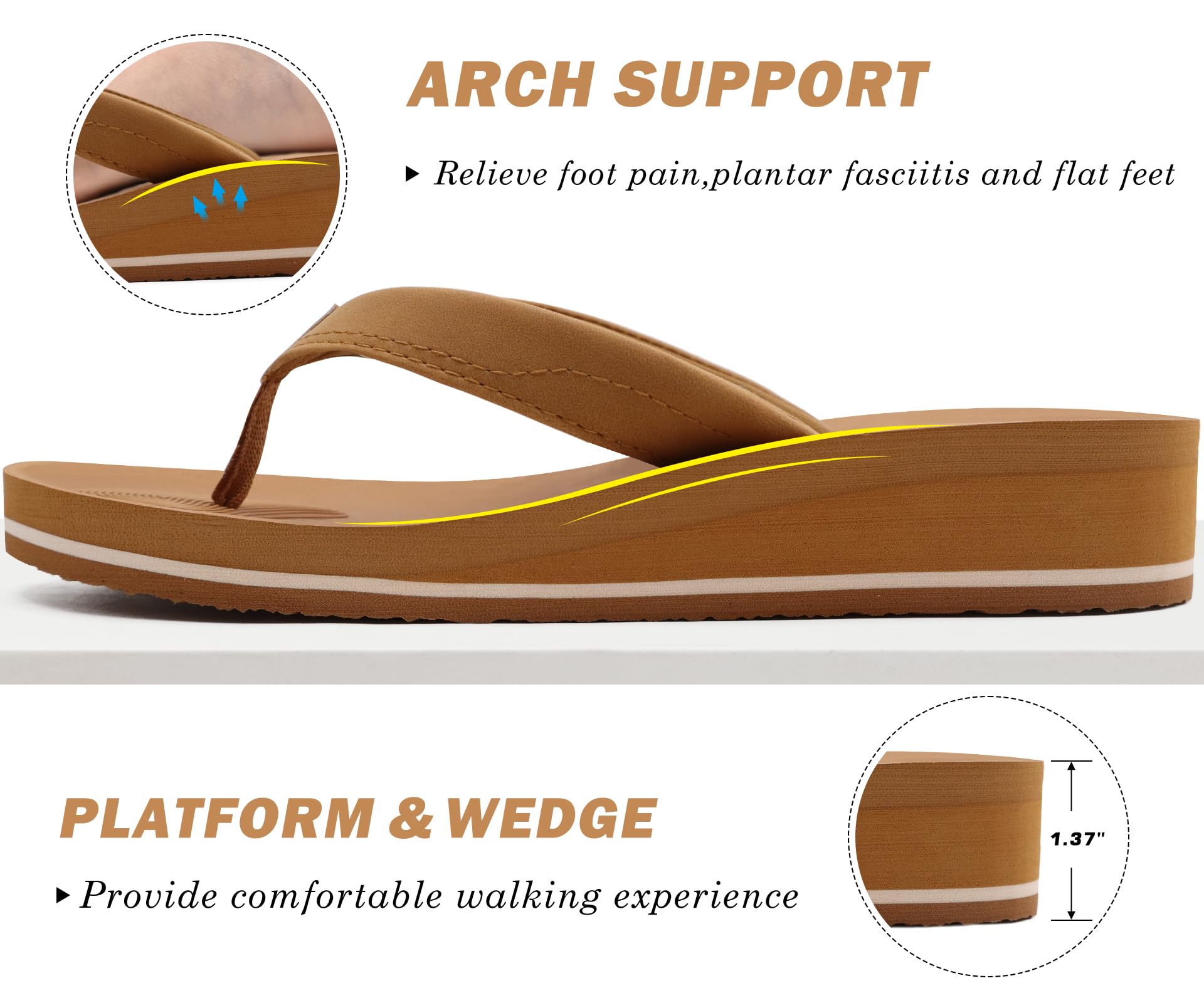 COFACE Chanclas Mujer Sandalias de Cuña para Verano Playa Piscina Interior Exterior