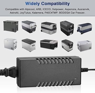 AC to DC Converter Power Supply for 12V Fridge, 3Prong Plug 87W AC Power Cord Power Cable Compatible with Car Refrigerator Alpicool, Bodega, Euhomy, BougeRV, ARB, ICECO, Setpower, JoyTutus