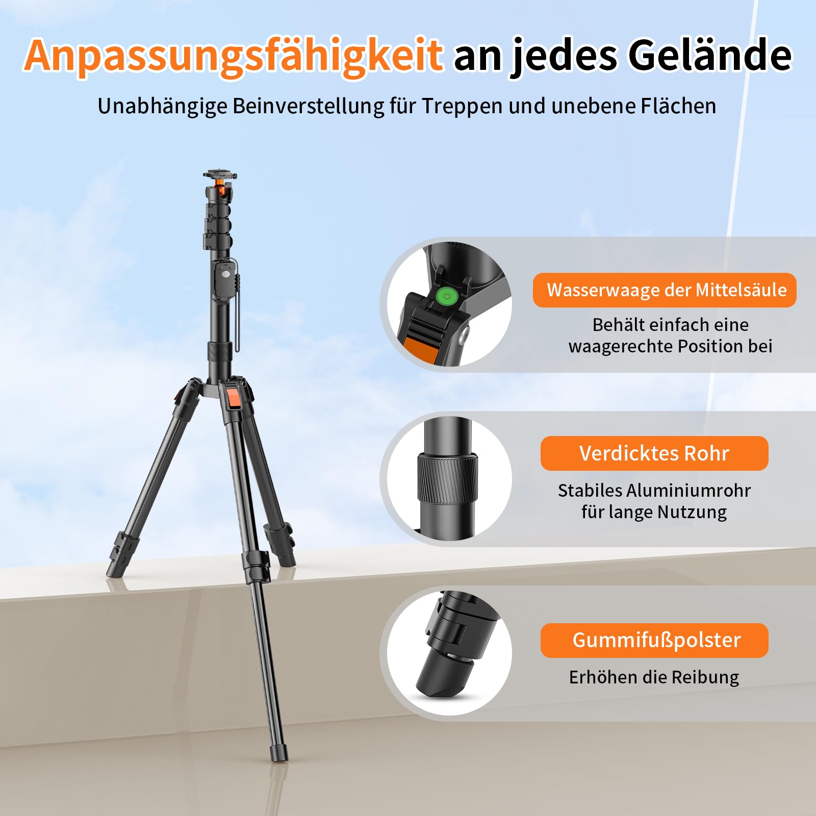 XXZU 191cm Stativ Kamera, Handy Stativ mit Fernauslöser, Leichtes Aluminum Stativ für Smartphone mit Handyhalterung und 360° Kugelkopf, Reisestativ für DSLR/Smartphone/Ringlicht/Webcam