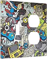 Vista 163 de Placa de pared de tortugas marinas, hierba oceánica, medusas, peces y algas marinas, placa de pared de doble palanca, cubierta de interruptor de luz