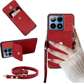 Wallet Case for Boost Mobile Summit 5G, Boost Summit5G Phone Case with Card Holder, Faux Leather Case Crossbody Adjustable Detachable Lanyard Hands Free Stand with Magnetic Closure, Burgundy