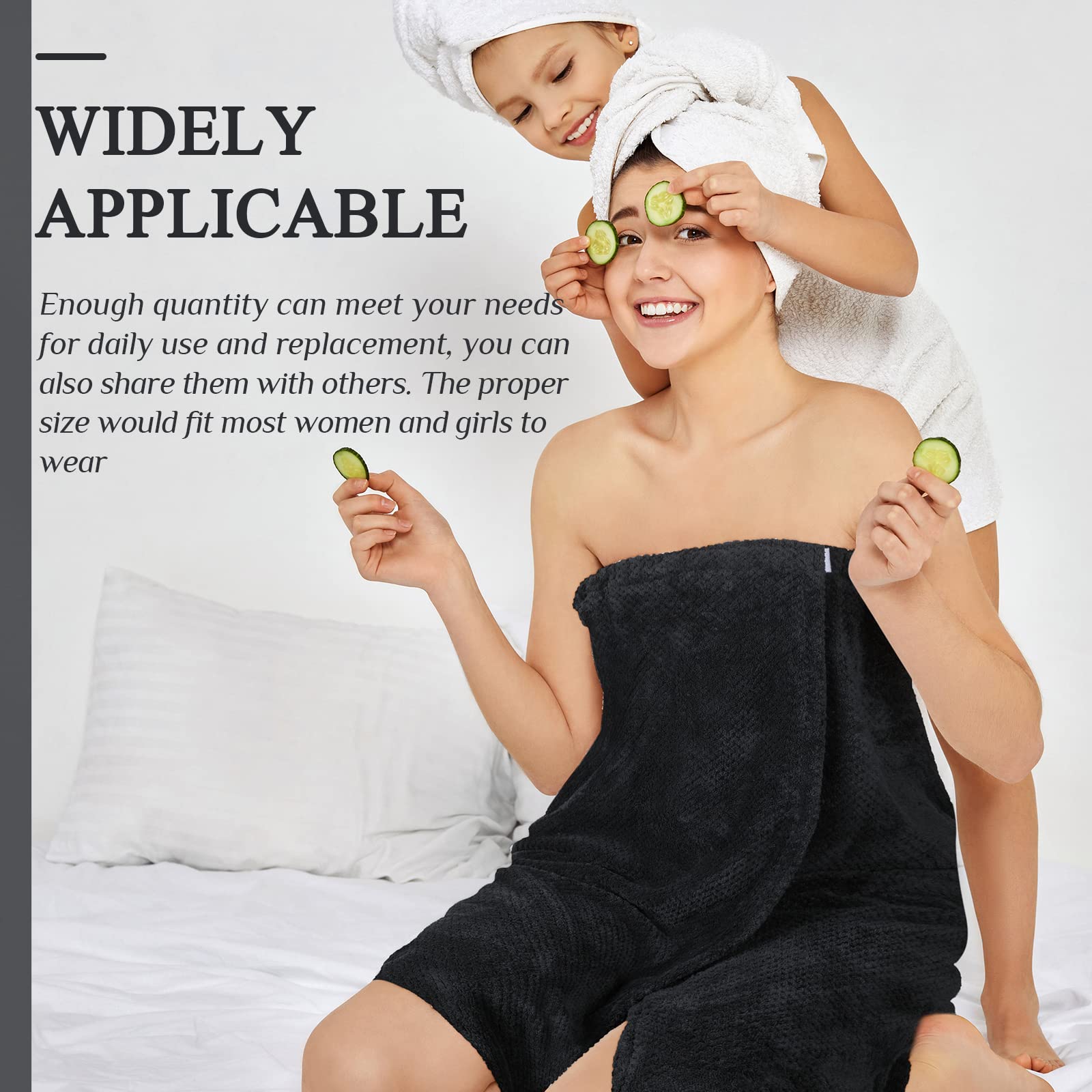 Tigeen 8 batas de gofre para mujer, toalla envolvente con cierre ajustable y parte superior elástica, bata ligera para spa, Negro -, Talla única
