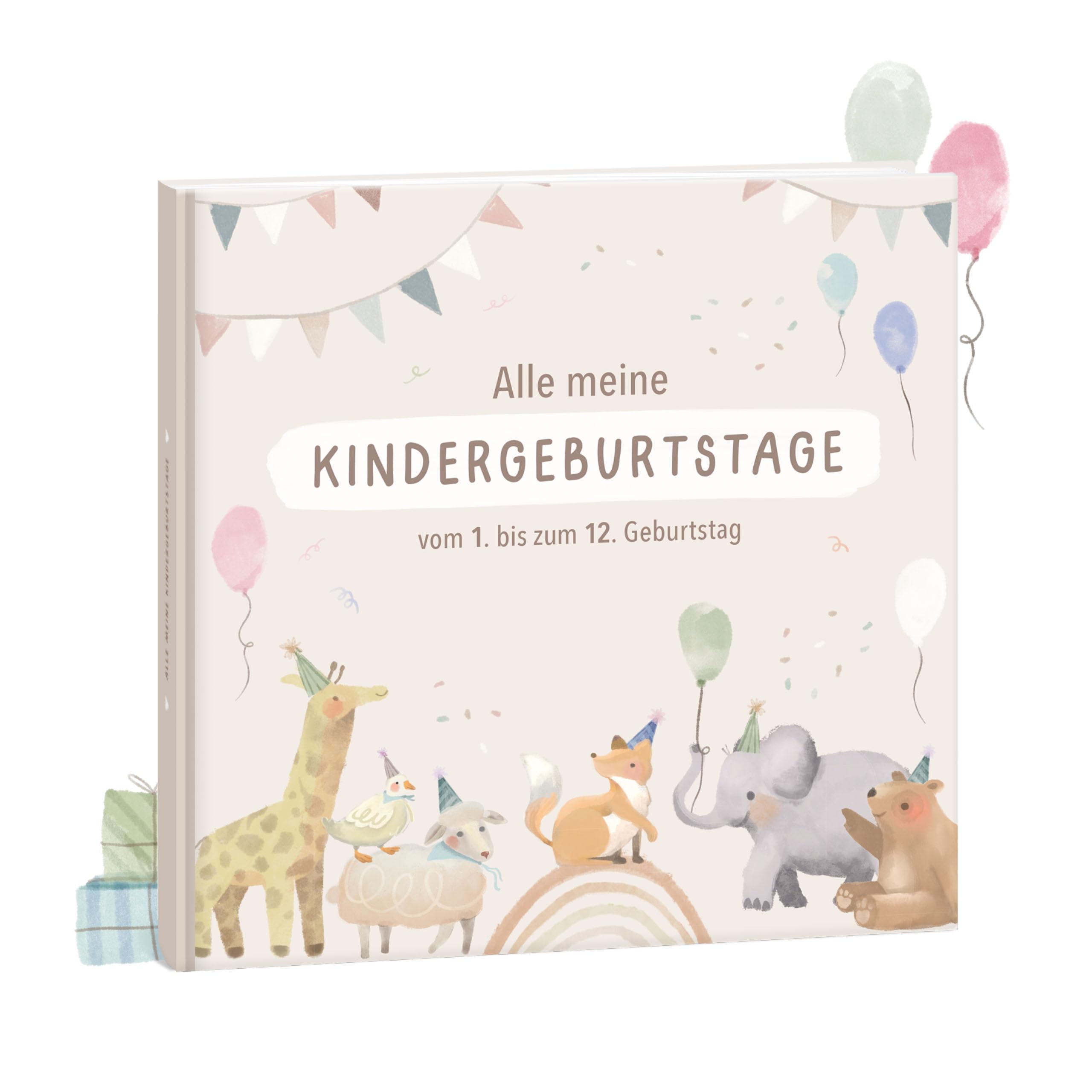 Mintkind Fotoalbum Kinder Beige – Erinnerungsbuch Kindergeburtstag mit Ausfüllseiten – Erinnerungsalbum 1 bis 12 Jahre – Geschenk zur Geburt für Jungen & Mädchen