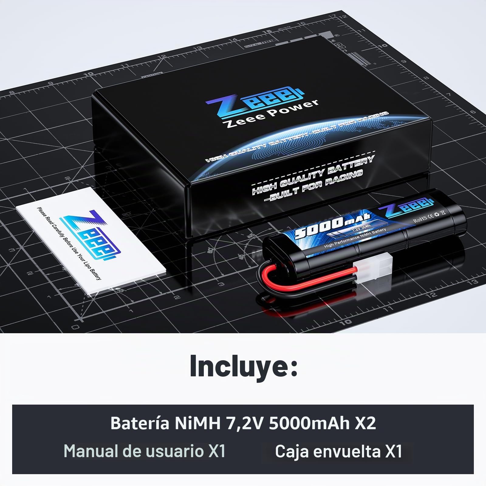 Zeee NiMH Batería RC 7.2V 5000mAh (2 Paquetes)