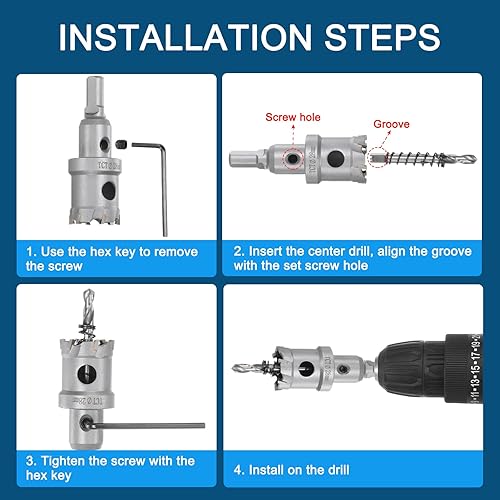 Miniatura 4 de HARFINGTON Cortador de carburo para sierra de agujero de metal, 2.008 in de diámetro para acero inoxidable, metal