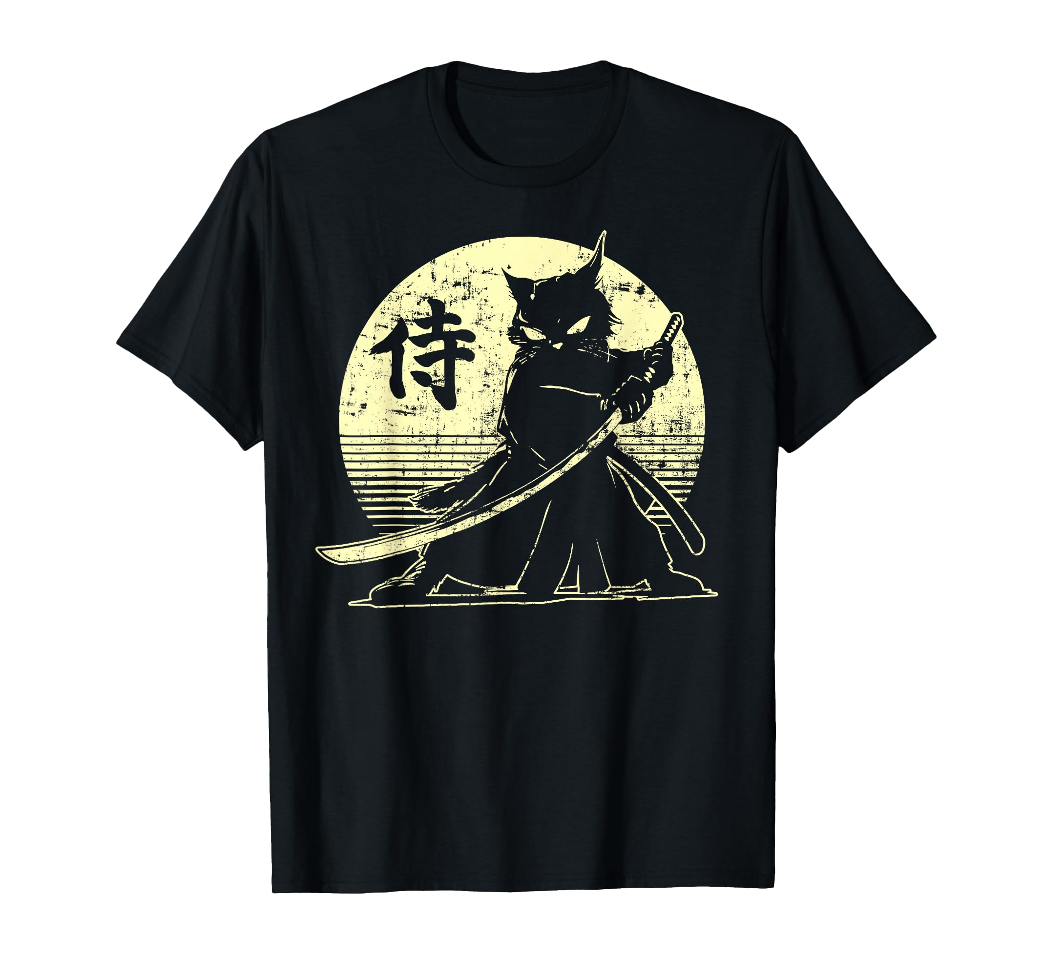 Samurai Ninja Cat Japanese Art Kawaii Anime Retro aesthetic T-Shirt