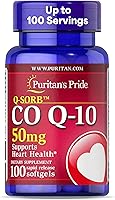 Vista 1 de Puritan's Pride Coenzima CoQ10 de 50 mg, suplemento dietético para la salud del corazón, presión arterial, salud oral de las encías y apoyo al