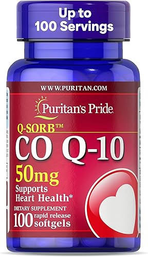 Puritan's Pride Coenzima CoQ10 de 50 mg, suplemento dietético para la salud del corazón, presión arterial, salud oral de las encías y apoyo al
