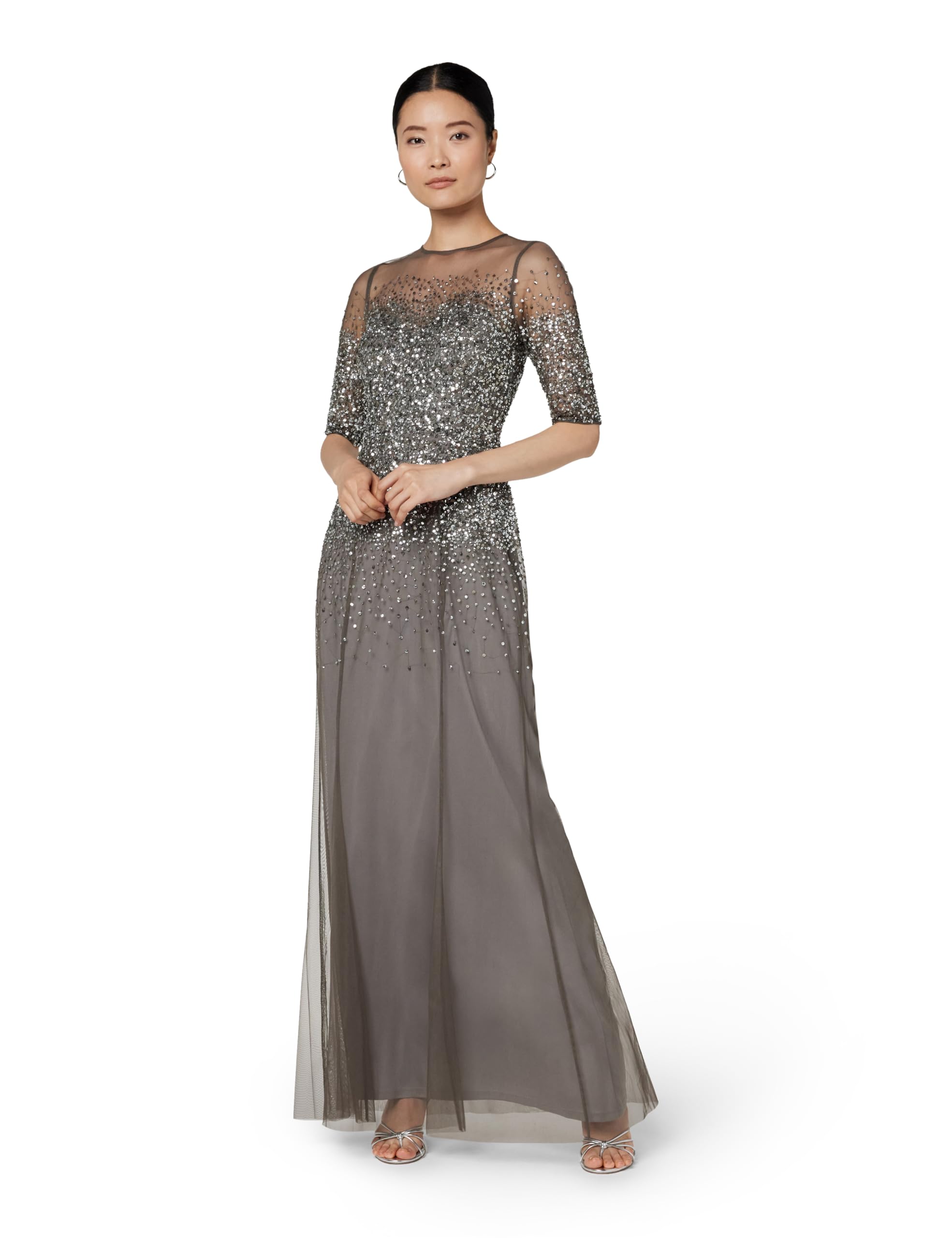 Adrianna PapellWomen's Plus Size Beaded Illusion Gown