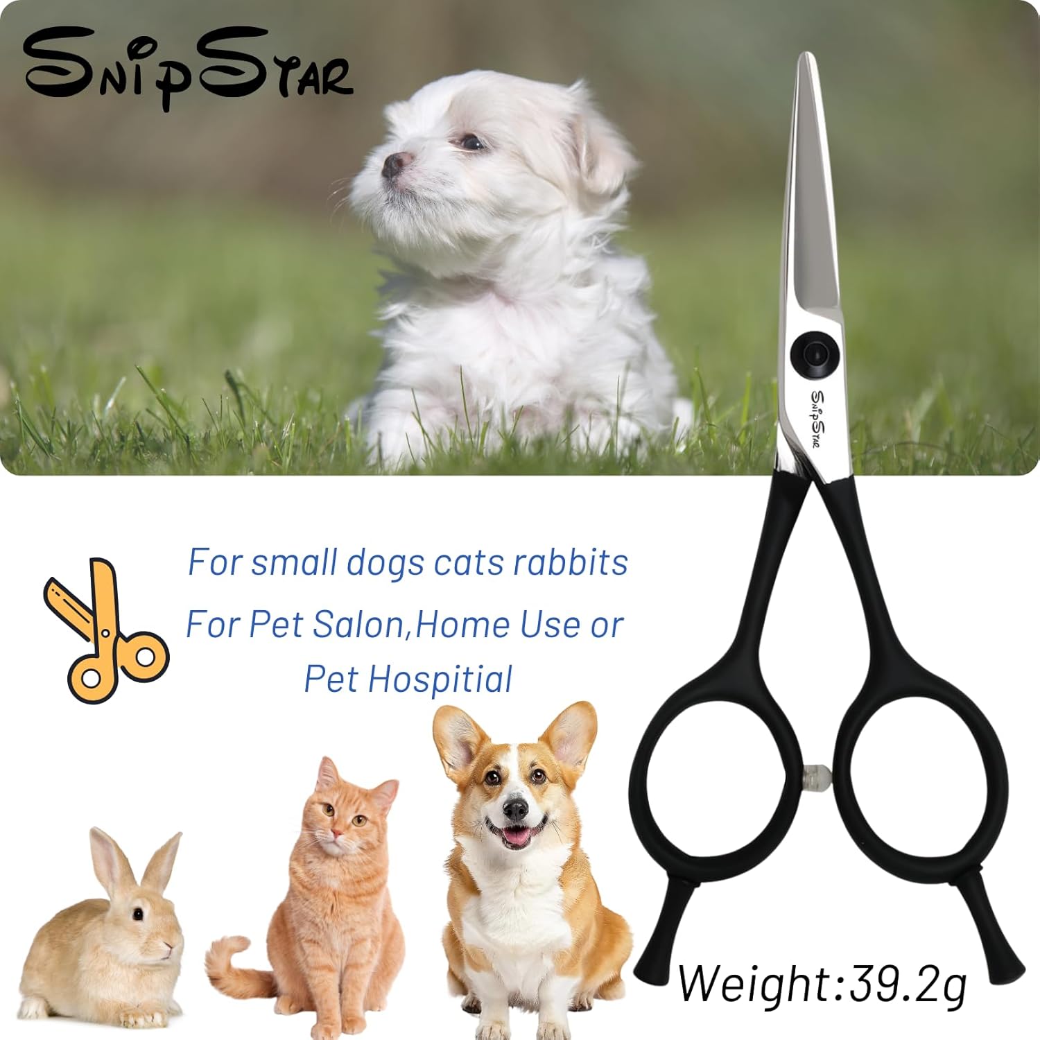 4.5inch Straight Professional Cat Dog Grooming Scissors Set, VG10 Stainless Steel Sharp Scissors for Dog Grooming, Pet Trimming Shears for Dogs Cats Groomer or Home Use, Ergonomic Smooth Cutting