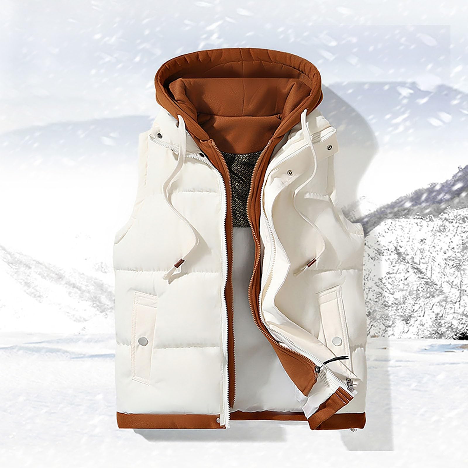 Générique Homme Doudoune Sans Manches Femme Capuche Poches Zippées Gilet Matelassé | Léger Randonnée, Veste Sans Manche Homme, Doudoune Sans Manche Homme Hiver