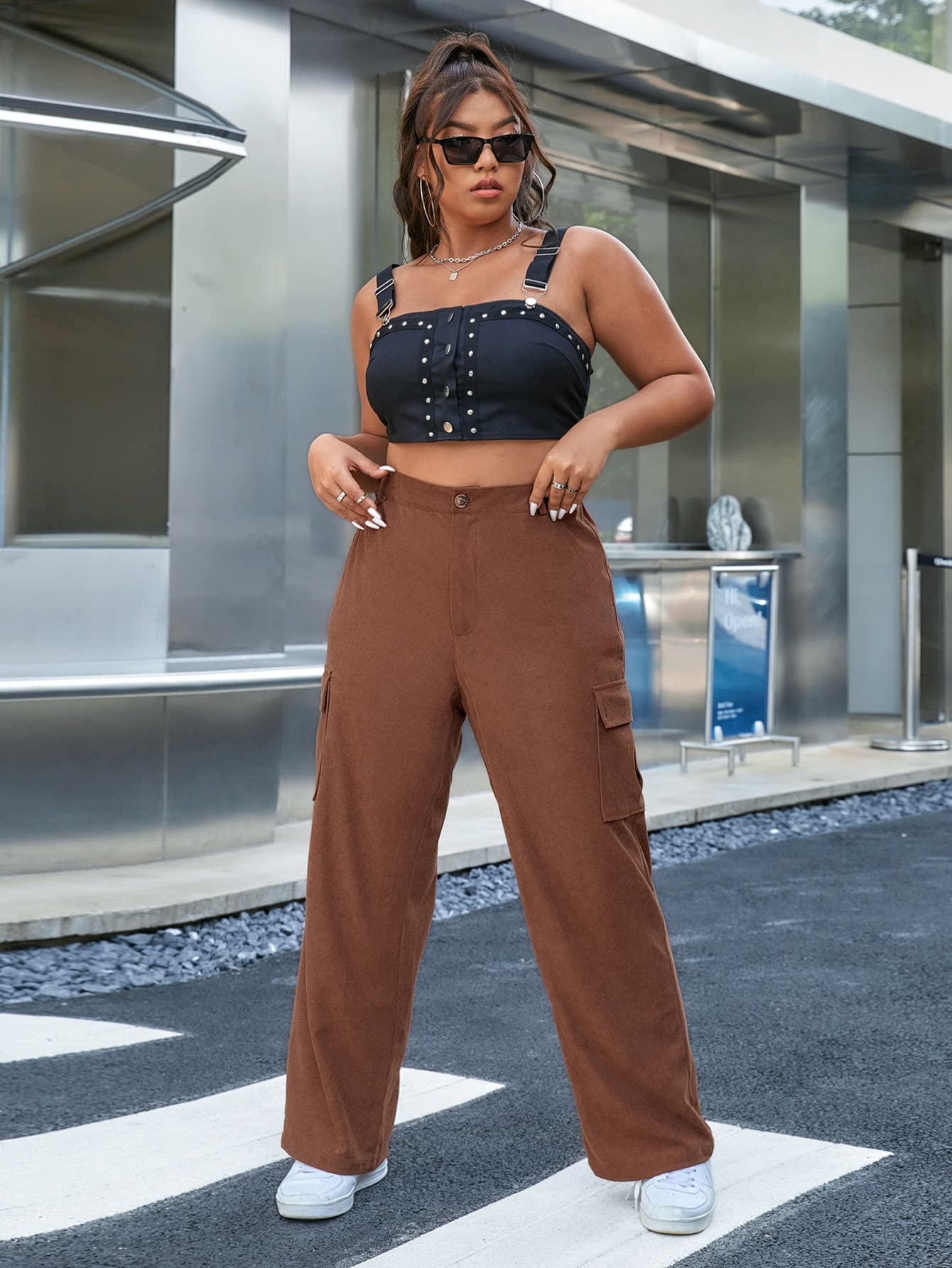 Pantalón De Pana Mujer Cintura Elástica Pierna Recta Con