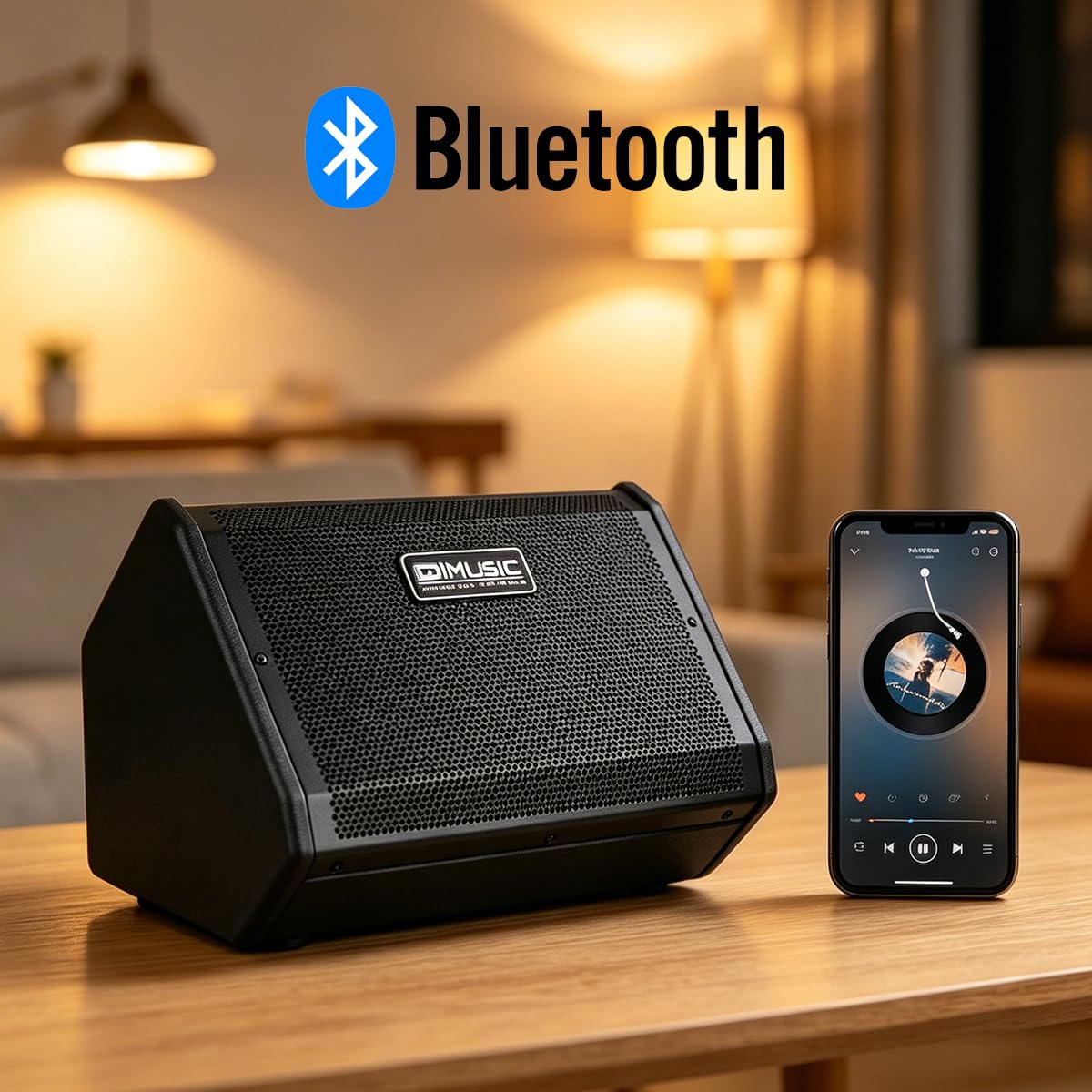 Coolmusic DM50 Amplificatore elettronico per batteria e tastiera portatile 50W con OTG e Bluetooth, 2 ingressi, equalizzatore a 3 bande e LINE OUT