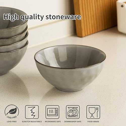 Miniatura 7 de famiware Juego de 6 cuencos de cereales Ocean Square de 6 pulgadas, cuencos de avena de arroz de 23 onzas, aptos para microondas y lavavajillas,