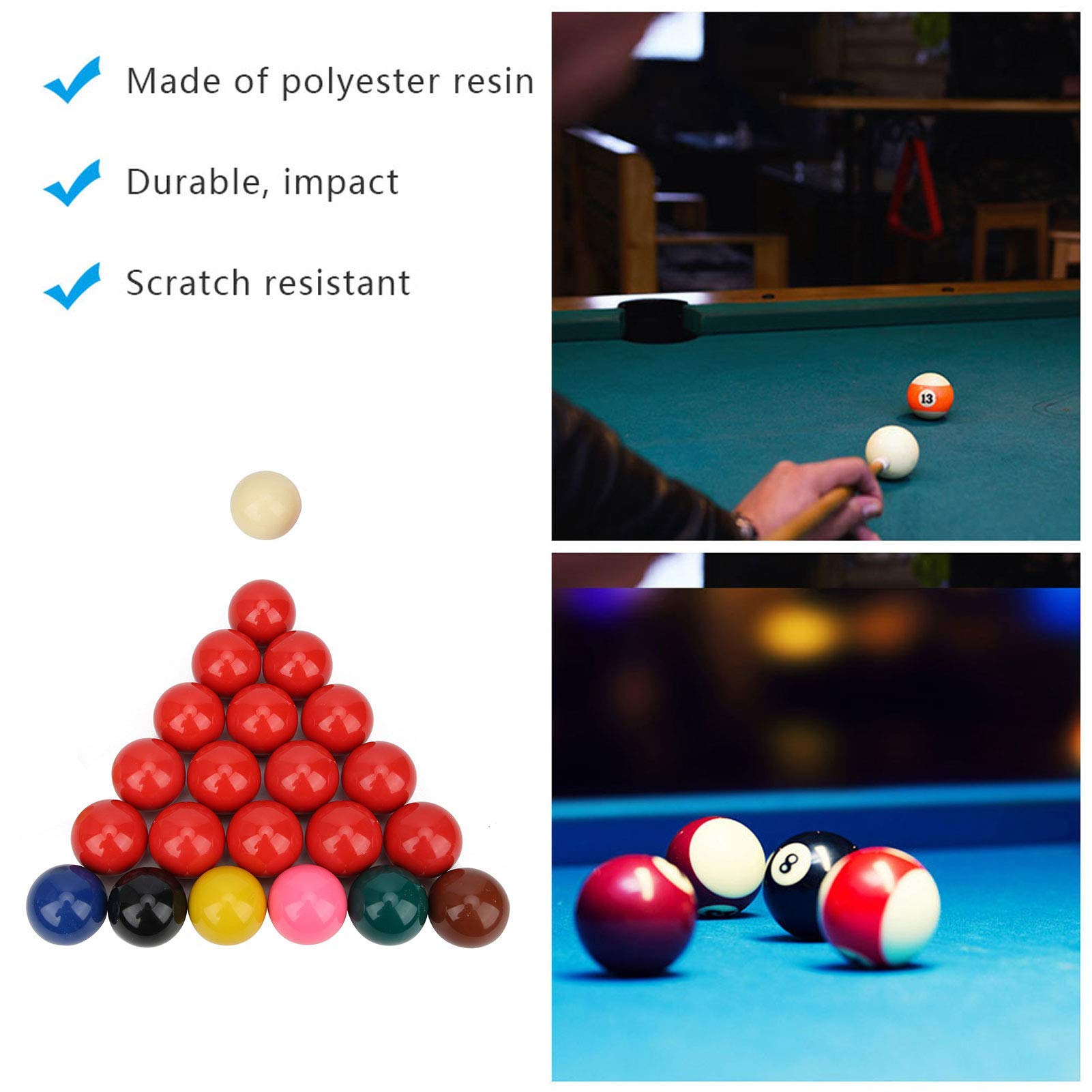 Boîte De 18 Boules De Billard Snooker - Diamètre 47 Mm (dont 11 Rouges) - Occasion