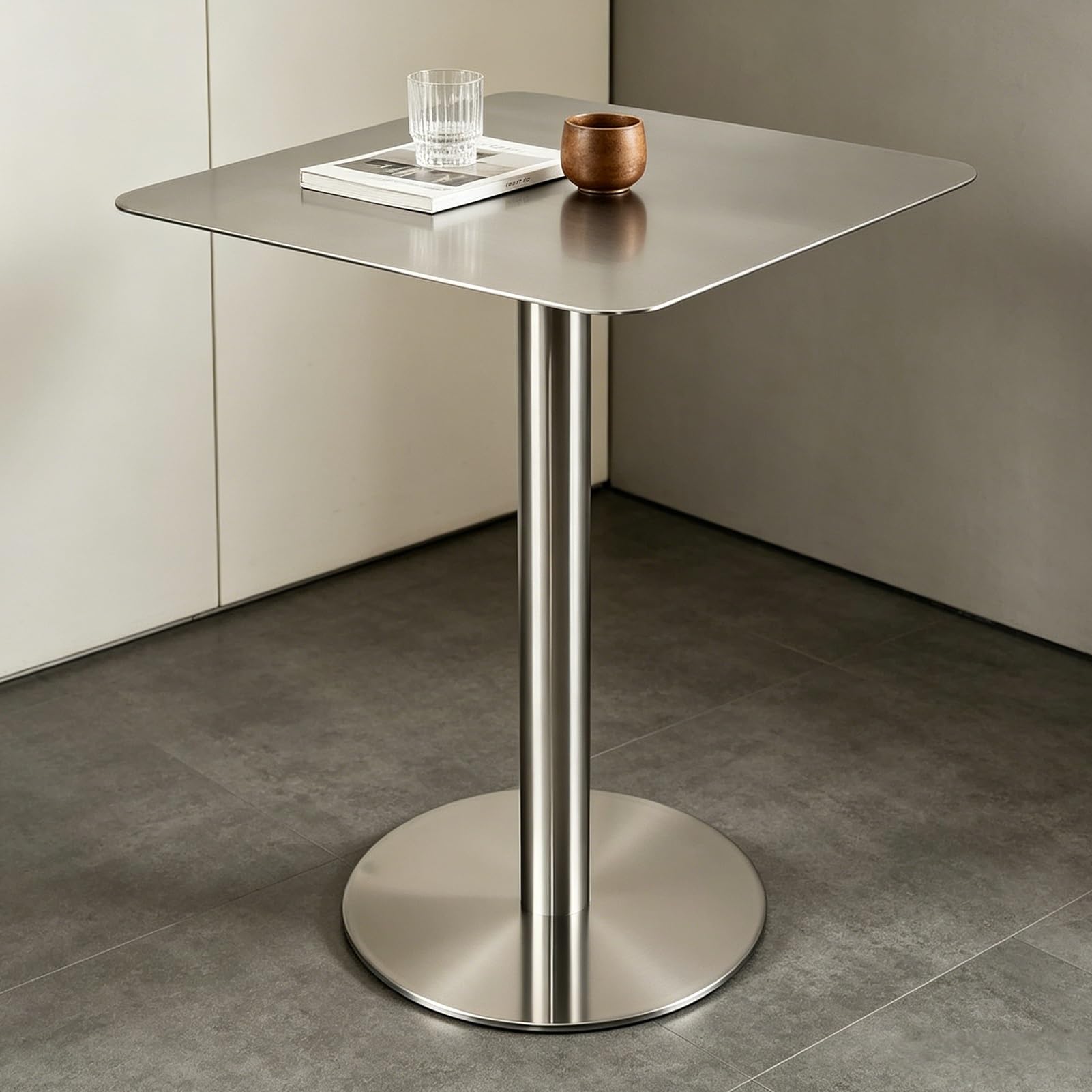 Table de salle à manger et de balcon en inox : le mange-debout idéal pour café et apéro à deux