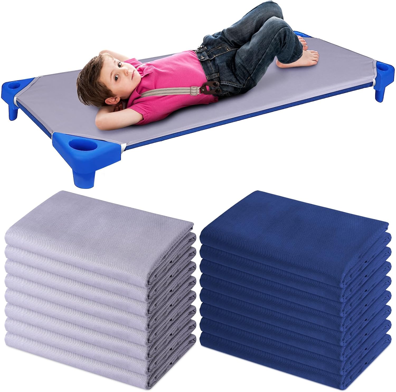 Kinlop 16 Pcs Daycare Cot Sheets for Toddler and Preschool 24 x 51 Inch Standard