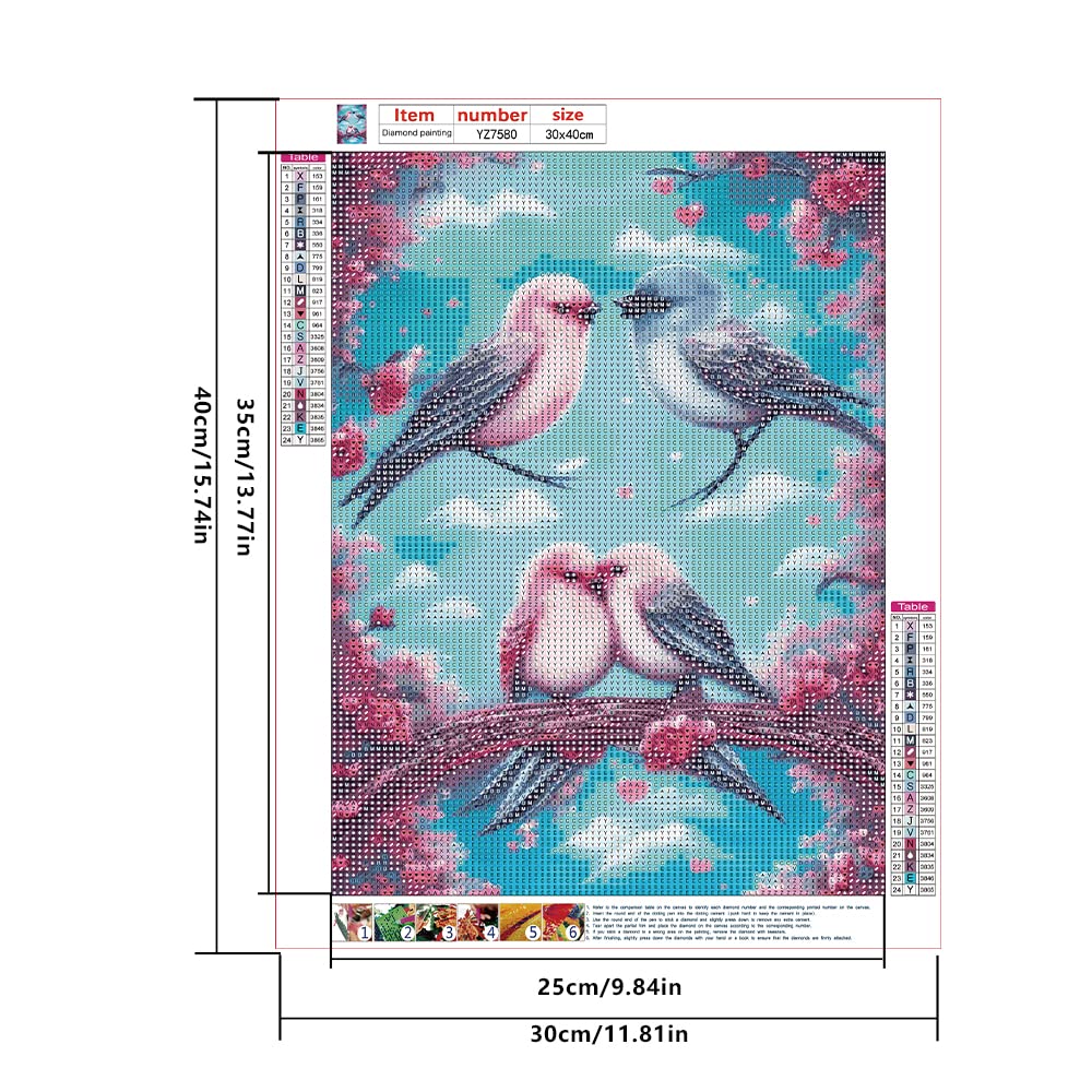 DCIDBEI 30x40CM Diamond Painting Pájaro Azul Para Adultos, DIY Nido De Pájaro Puzzle Diamante 5D Completo Redondo, Cristal Arte Para Inicio Decoración Pared Manualidade Regalo Fiesta