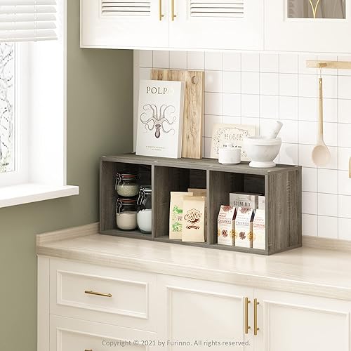 Miniatura 2 de Furinno Pasir - Estantería abierta de 3 niveles, sin herramientas, roble francés