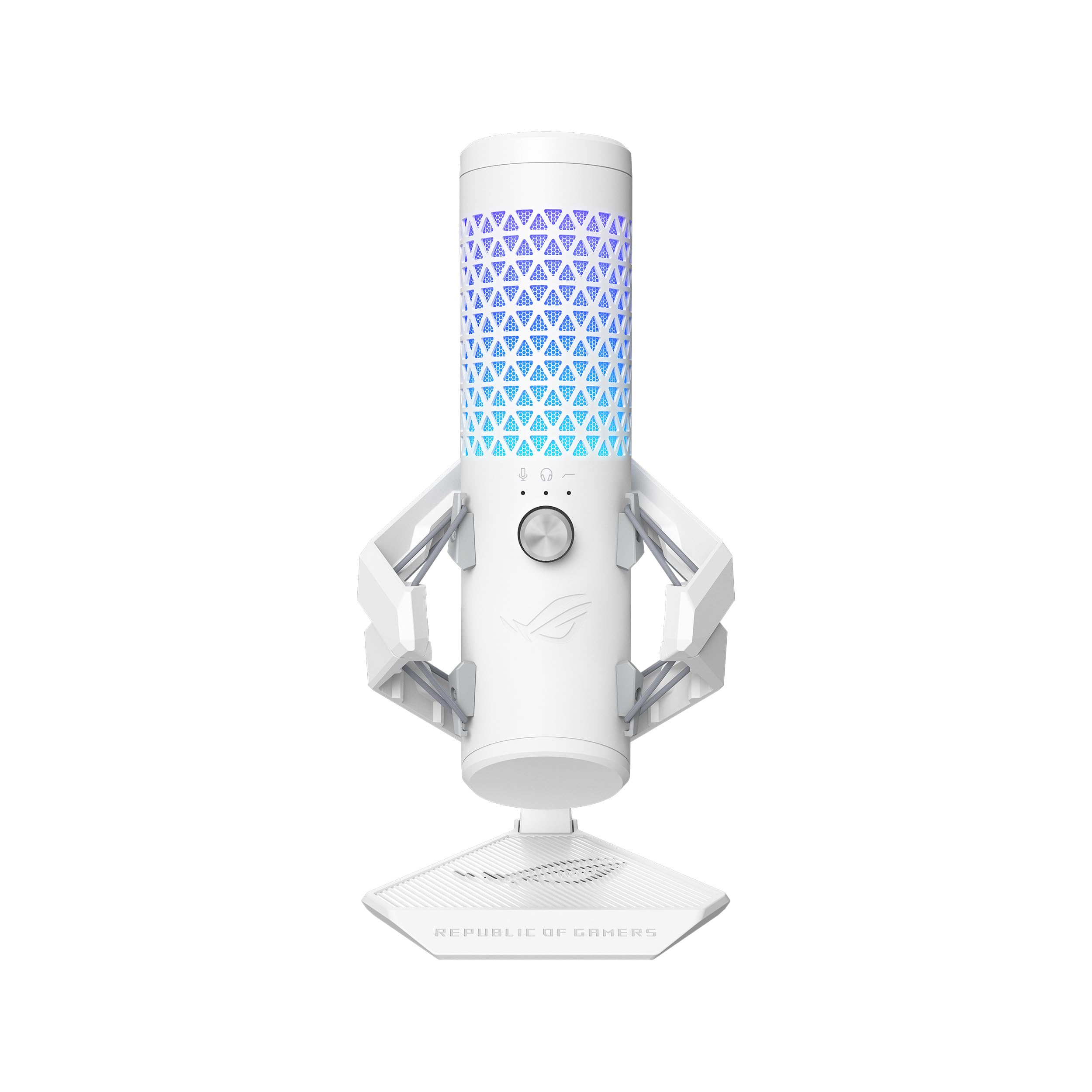 ASUS ROG Carnyx USB Gaming Microphone (25mm Condenser Capsule, 192kHz/24-bit, Cardioid, high-Pass Filter, Built-in pop Filter, Metal Shock Mount, one-Touch Mute, Aura Sync RGB)- Moonlight White