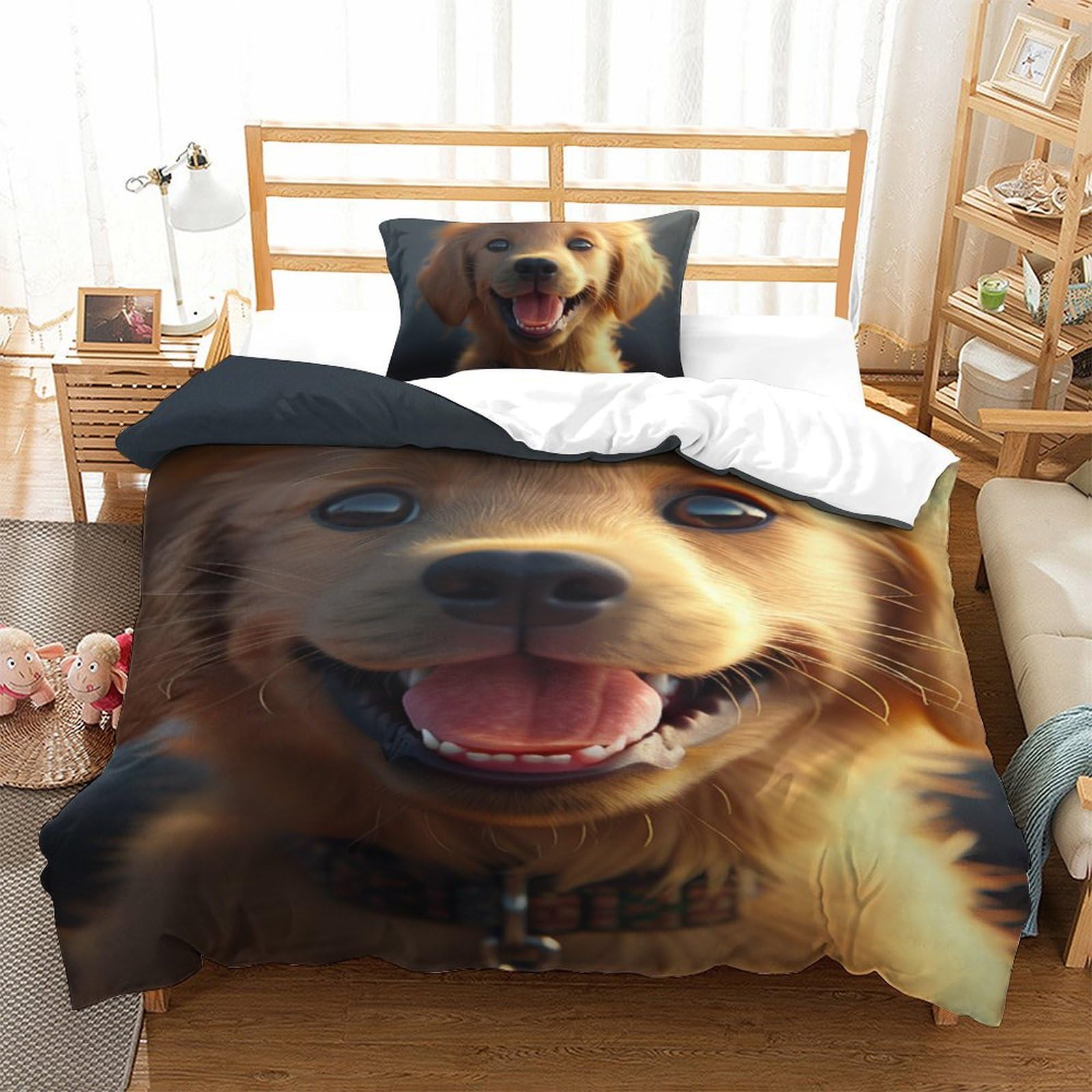 Parure de lit Golden Retriever pour chambre adulte single