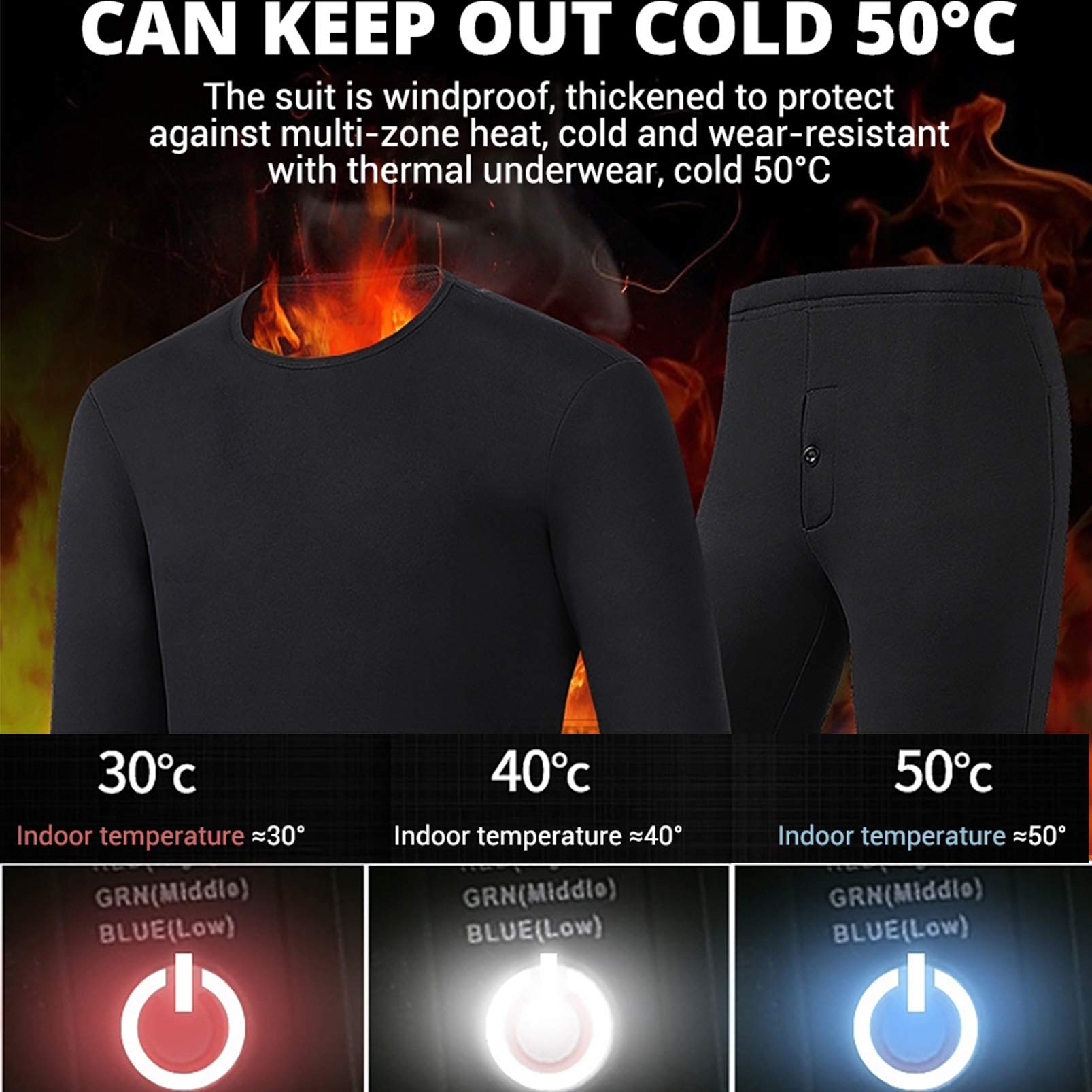 Intimo Termico Unisex, Temperatura Regolabile, Carica USB Invernale, Tuta Termica Lavabile per Sport all'Aria Aperta, Donna~Grigio,M (Uomo~Nero 3XL)