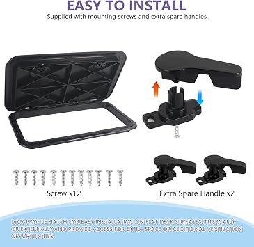 Boat Deck Access Hatch & lid 14.7x10.6in/17.3x12.4in/24x14in/20x18in,Marine Inspection Hatch Access Hatch Rectangle,Inspection Hatch Cover Deck Hatch Deck Plate Hatch for Marine Caravan RV,White/Black