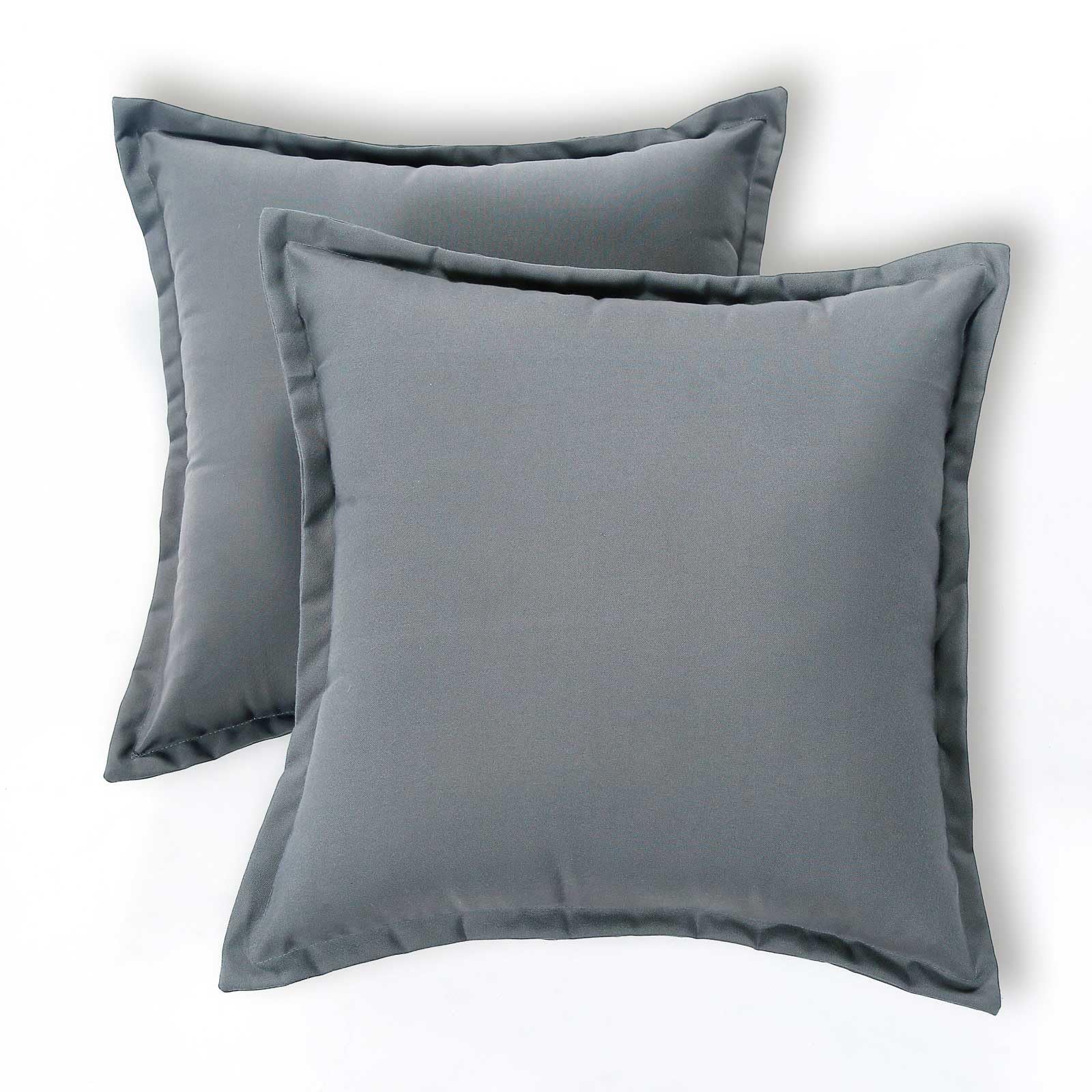 Homescapes Grey Set Of 2 Outdoor Cushions Waterproof, Plain Filled Garden Furniture Cushion, Hypoallergenic, Polyester Decorative Pillows For Indoor & Outdoor Patio, Benches & Sofa - 45 X45cm
