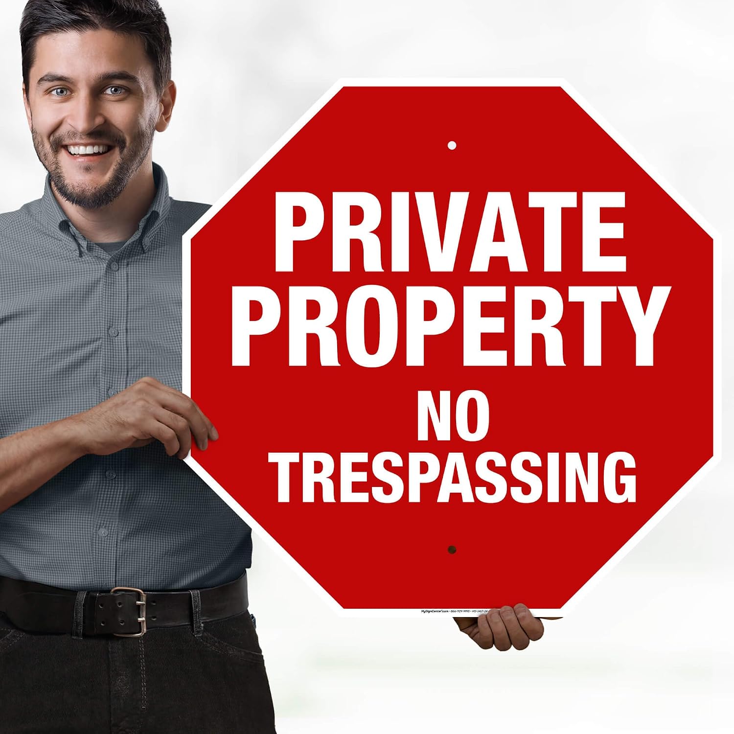 Private Property No Trespassing Sign, (MS-1417) 24x24 Inches, Rust Free .063 Aluminum, Fade Resistant, Made in USA by My Sign Center