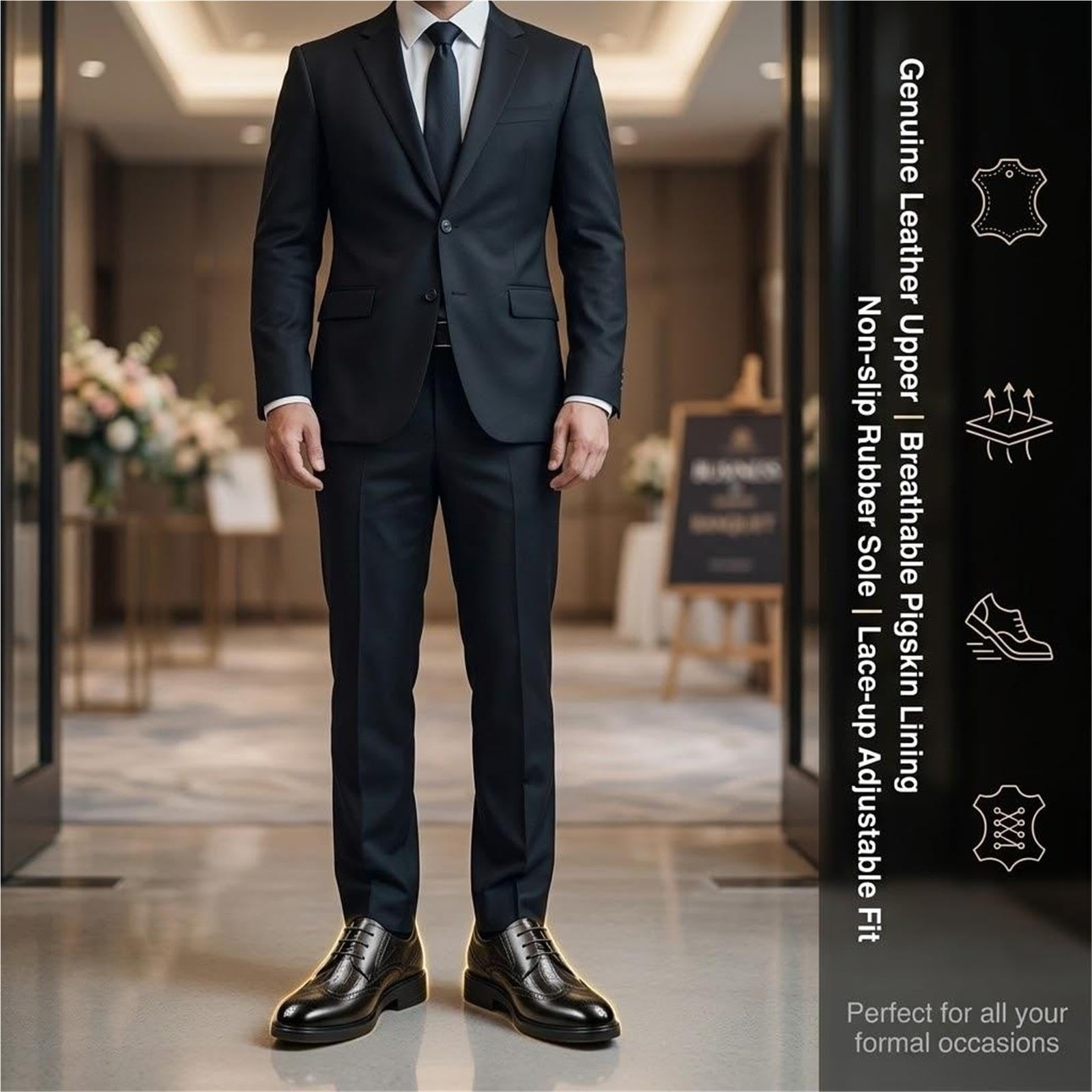 Scarpe Eleganti da Uomo in Vera Pelle, Scarpe Formali Stringate