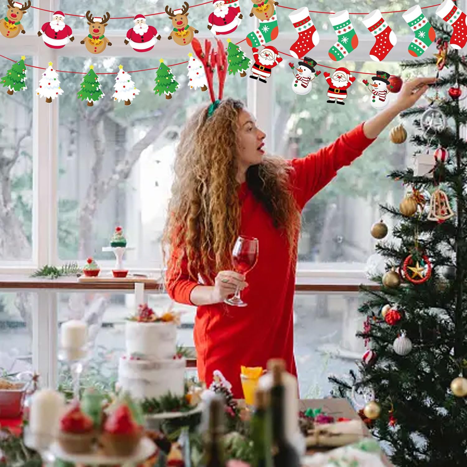 Bannière Erry Christas En Toile De Jute - Décorations De Noël Vintage
