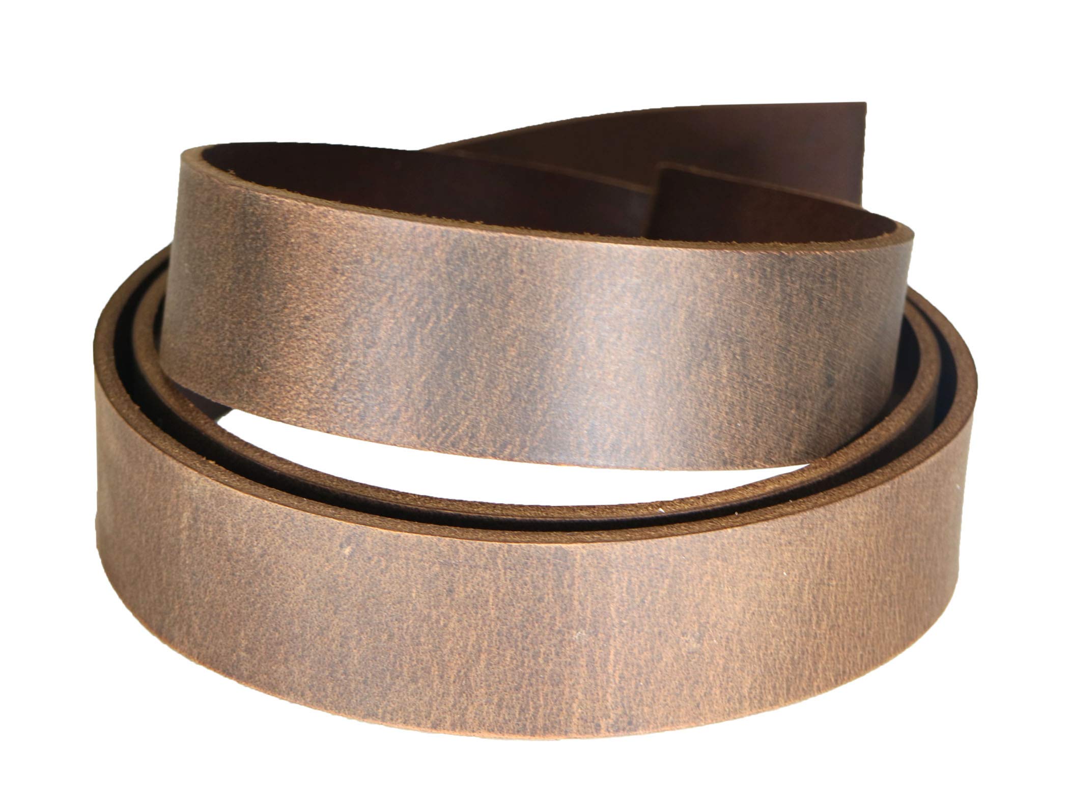Crazy Horse Brown Water Buffalo Leather Belt Strip, Fully Aniline Dyed Straps, 48-50