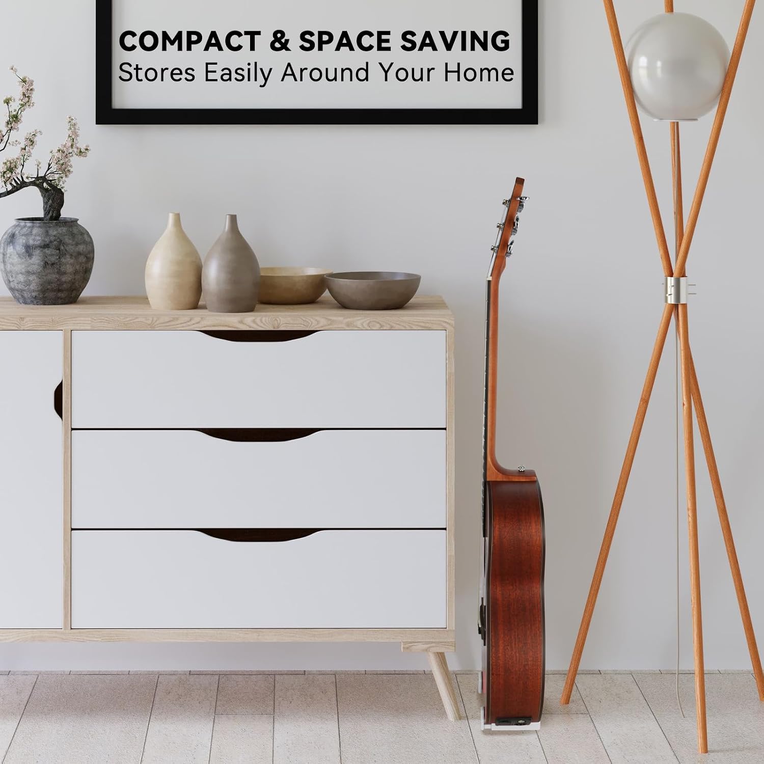 EASTROCK Portable Guitar Stand for Acoustic & Classical Guitars, White image 3