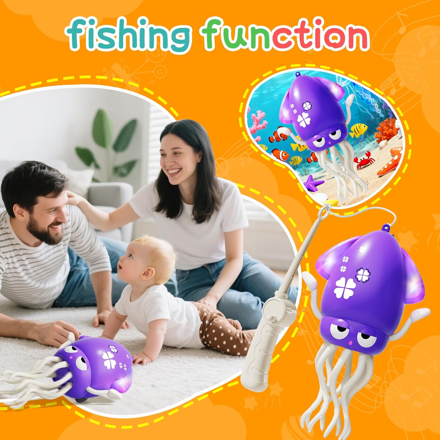 Electric Dancing Octopus Toy Crawling Tummy Time Purple image 4