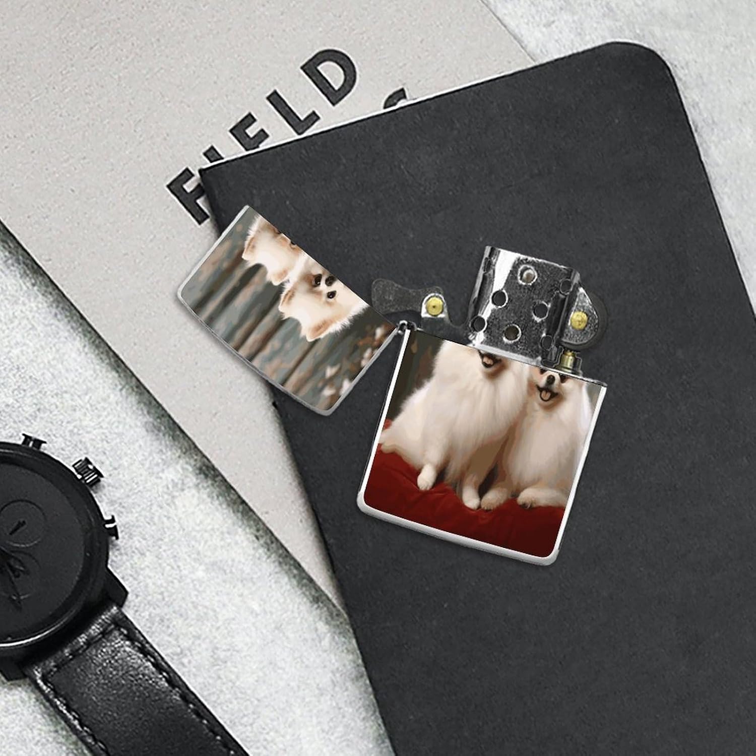 Short-haired Pomeranian Dog Metal Lighter Case Cover Lighter Sleeve